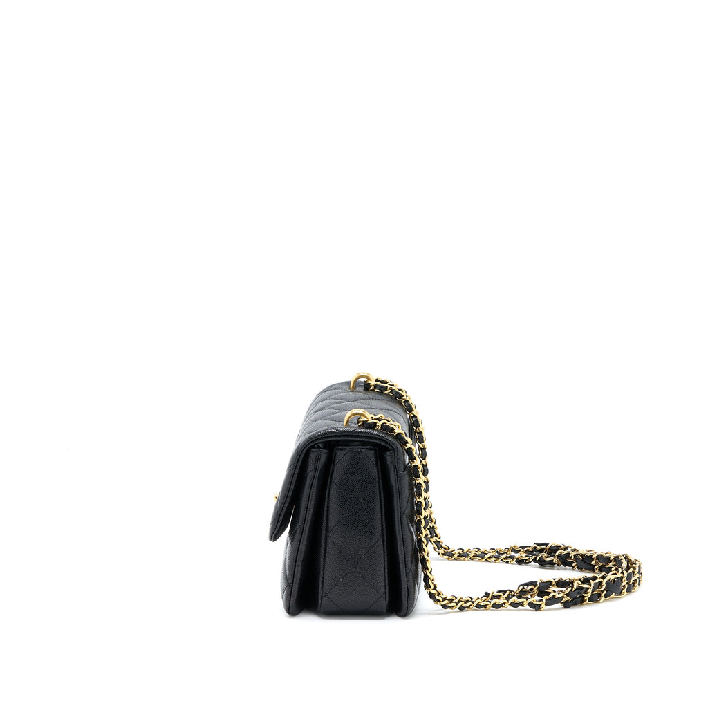 CHANEL 22K COCO FIRST CAVIAR LEATHER BLACK GHW (MICROCHIP)