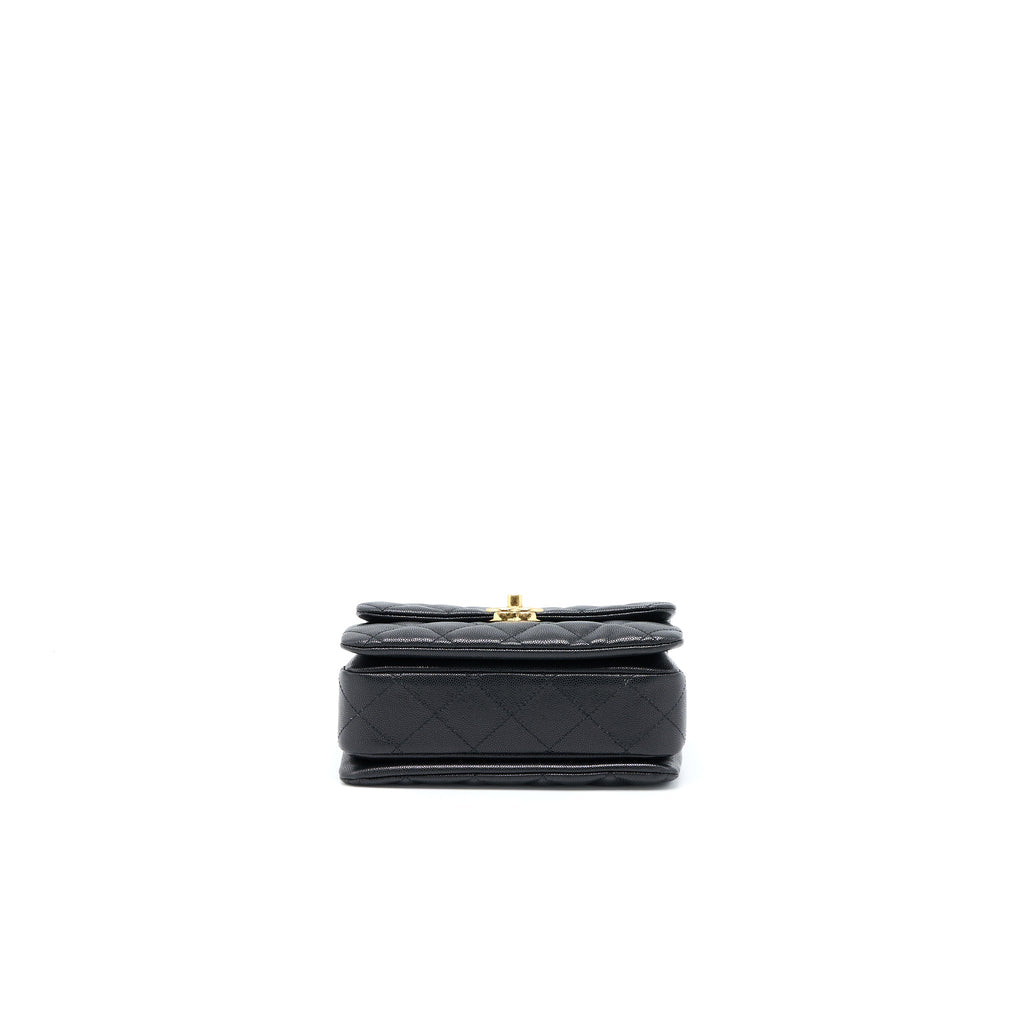CHANEL 22K COCO FIRST CAVIAR LEATHER BLACK GHW (MICROCHIP)
