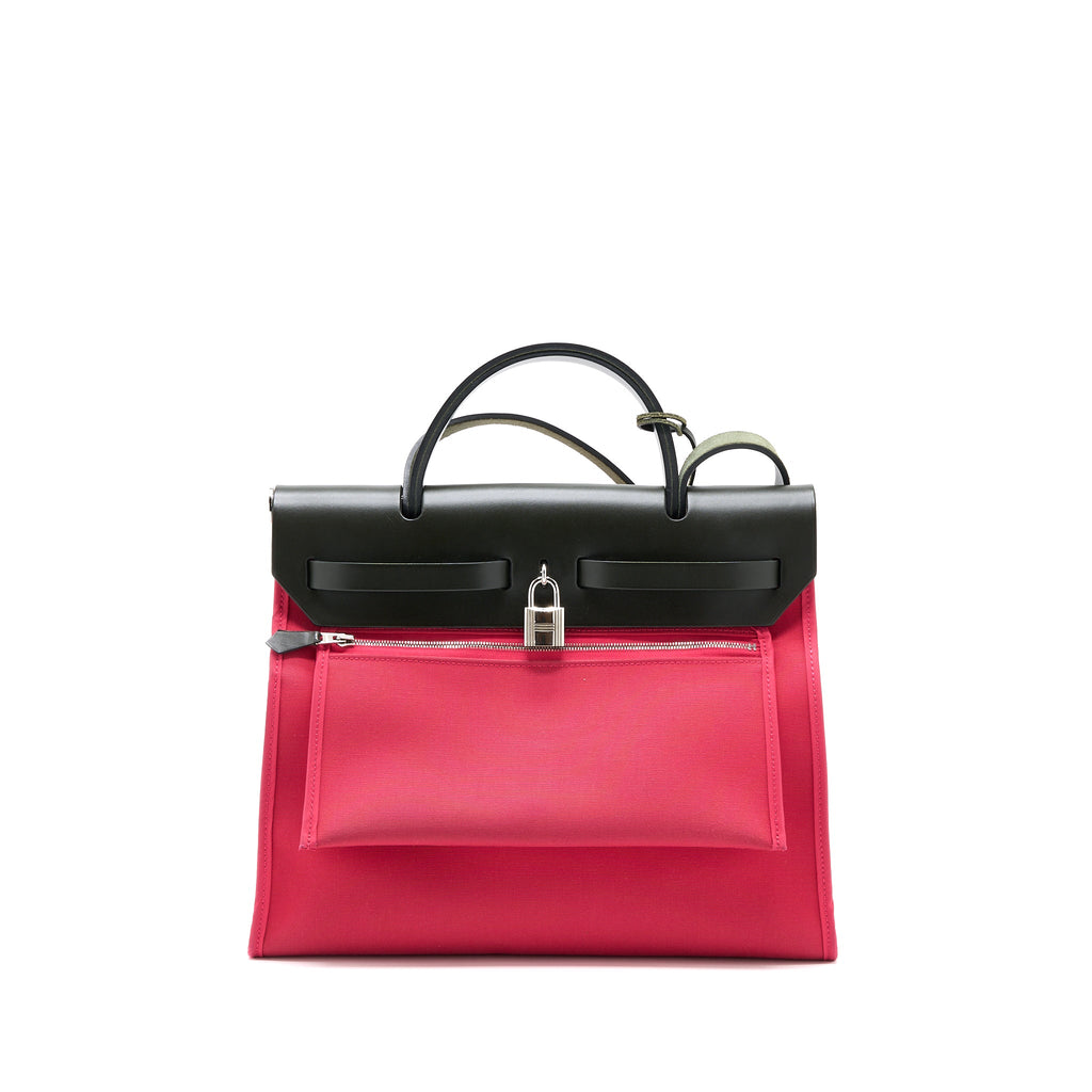 HERMES HERBAG 31 CANVAS/LEATHER ROSE EXTREME SHW