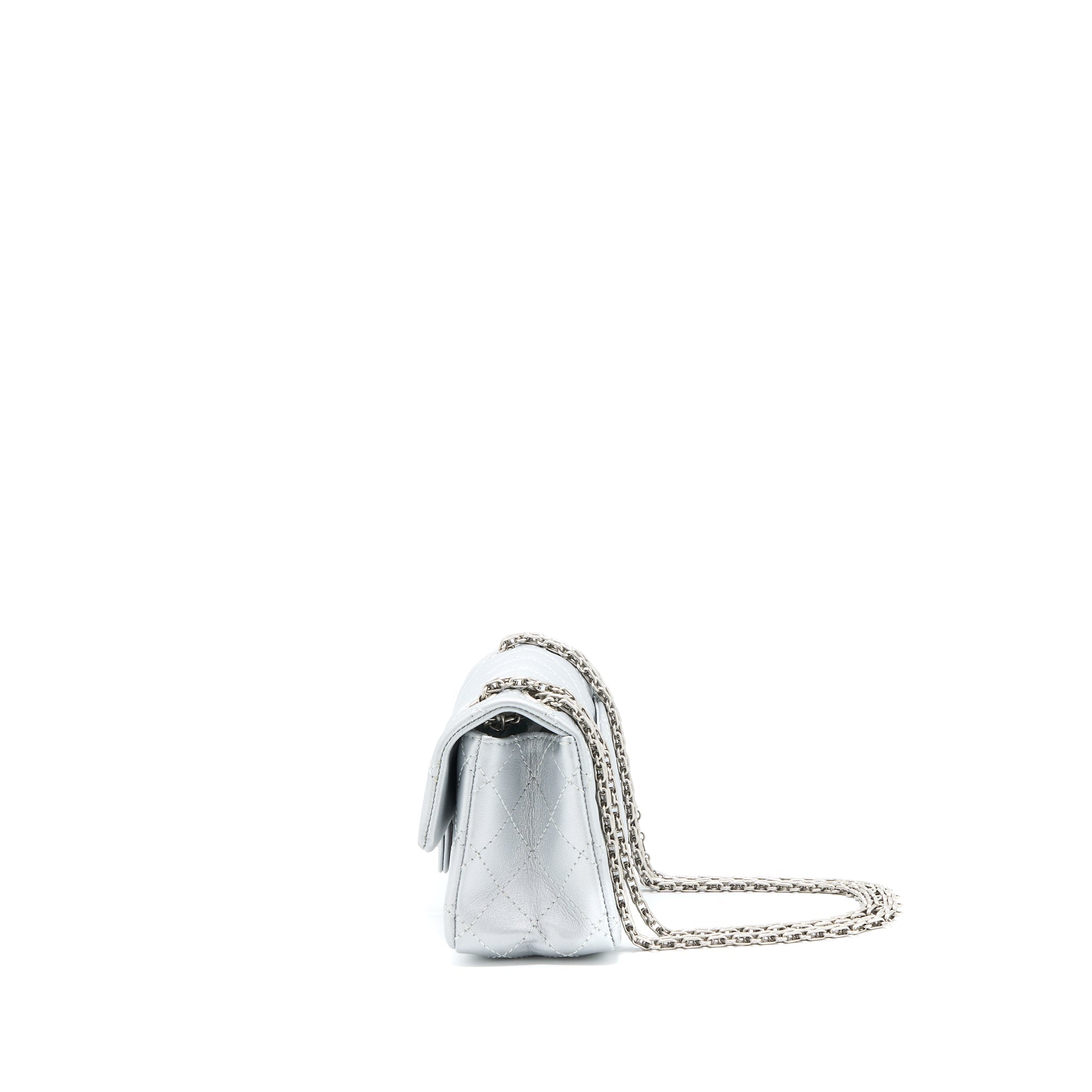 CHANEL MINI 2.55 REISSUE FLAP BAG CALFSKIN LIGHT GREY SHW