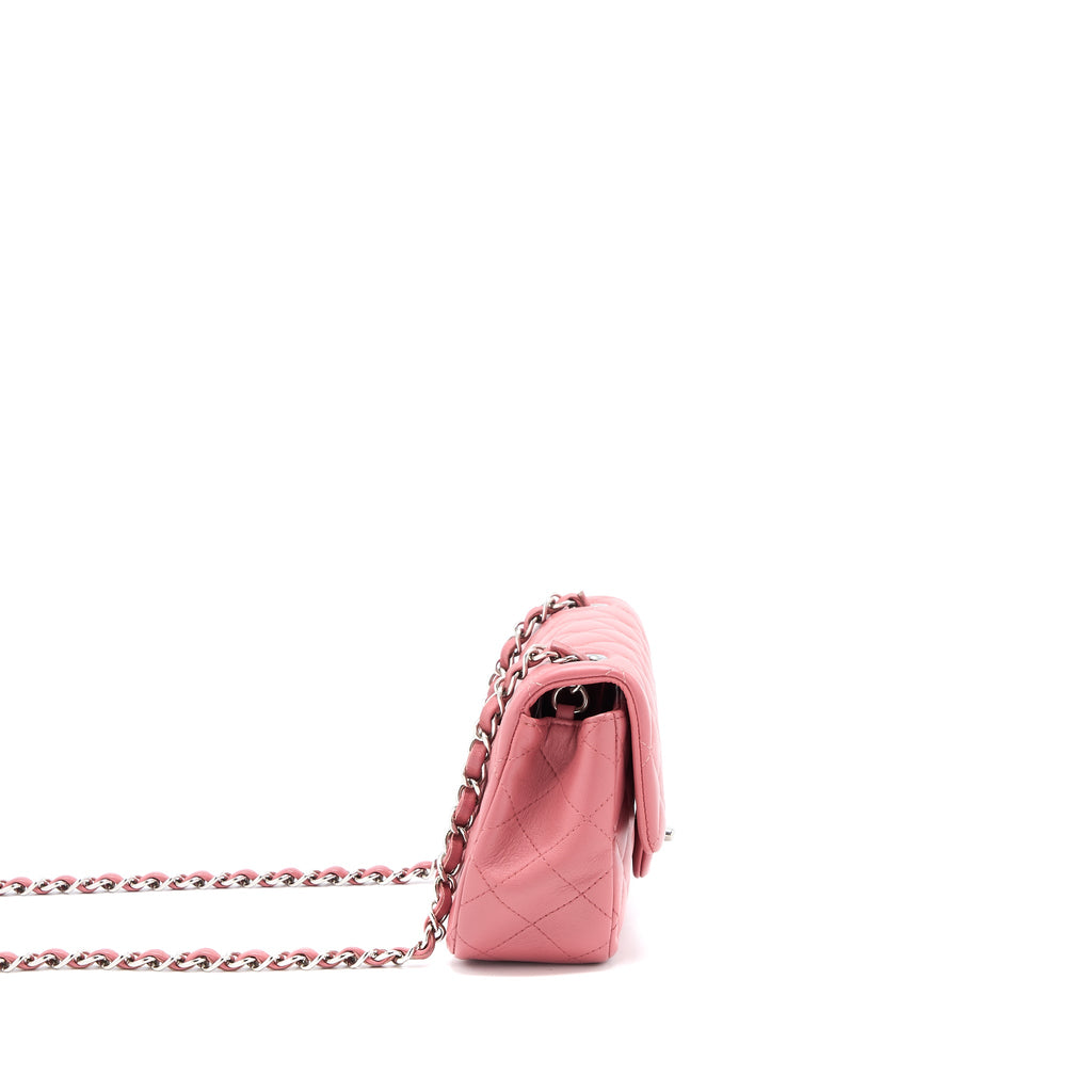 CHANEL MINI RECTANGULAR FLAP BAG LAMBSKIN PINK SHW