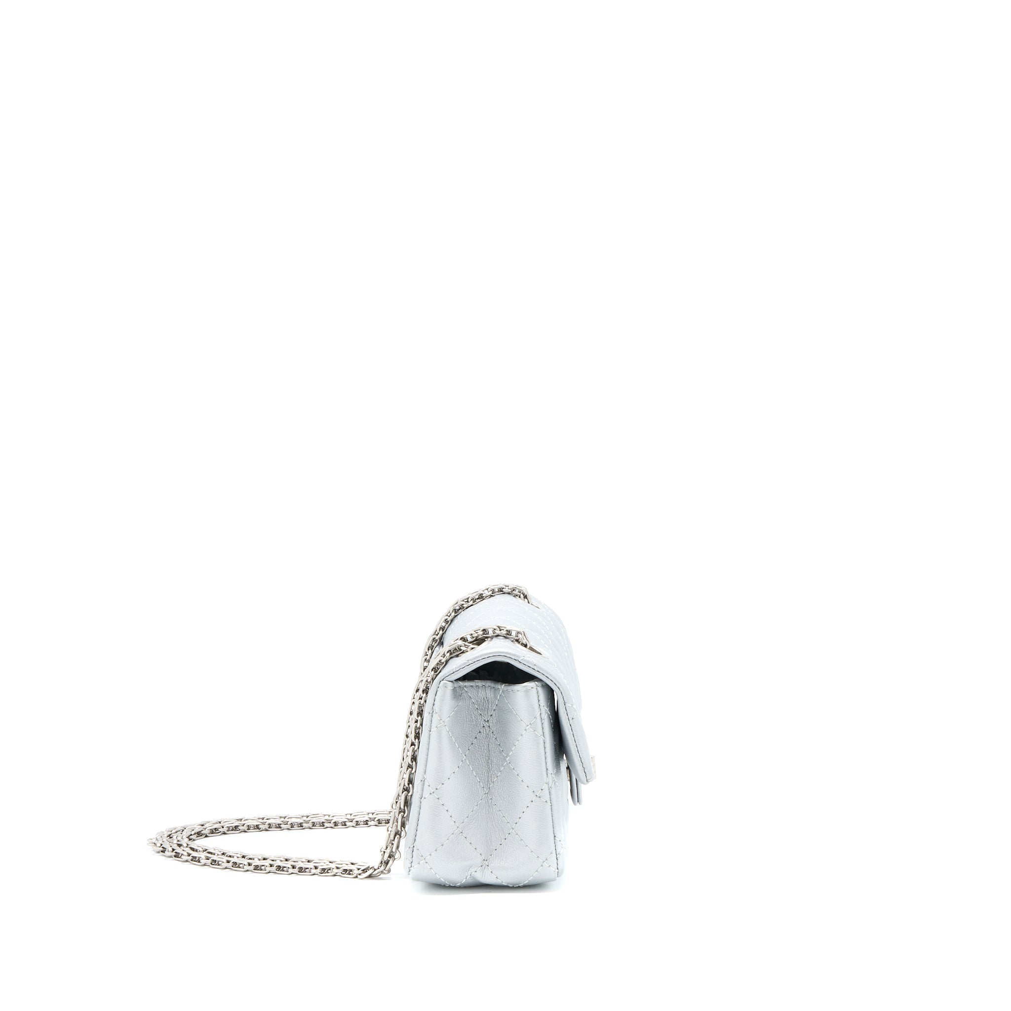 CHANEL MINI 2.55 REISSUE FLAP BAG CALFSKIN LIGHT GREY SHW