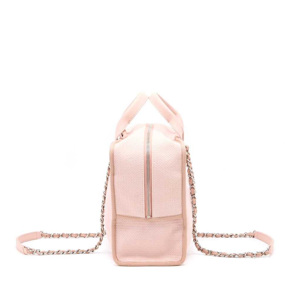 CHANEL DEAUVILLE BOWLING BAG CANVAS/LEATHER LIGHT PINK SHW