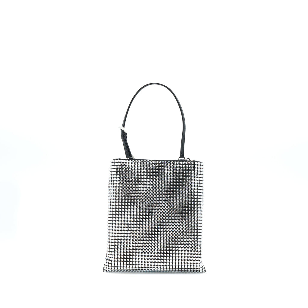PRADA CRYSTAL SATIN HANDBAG WITH CRYSTAL BLACK SHW