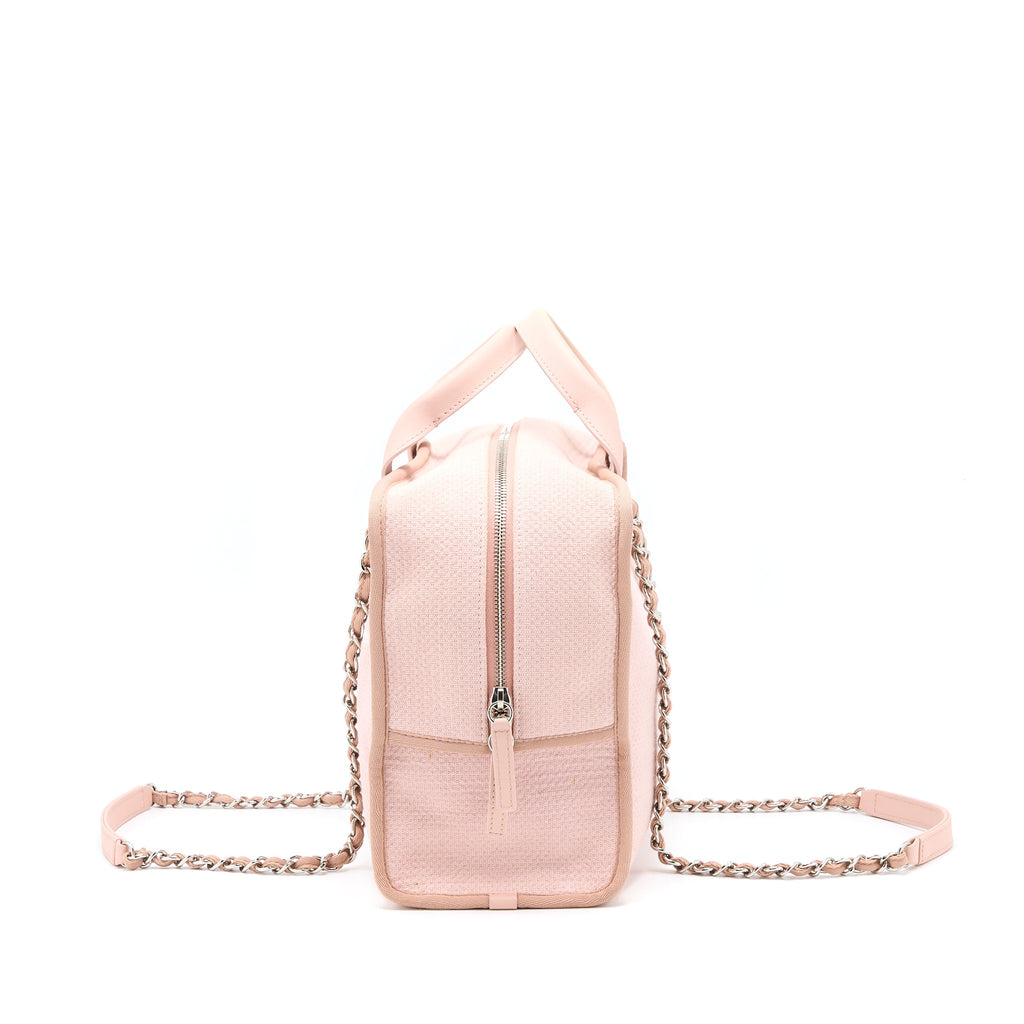 CHANEL DEAUVILLE BOWLING BAG CANVAS/LEATHER LIGHT PINK SHW