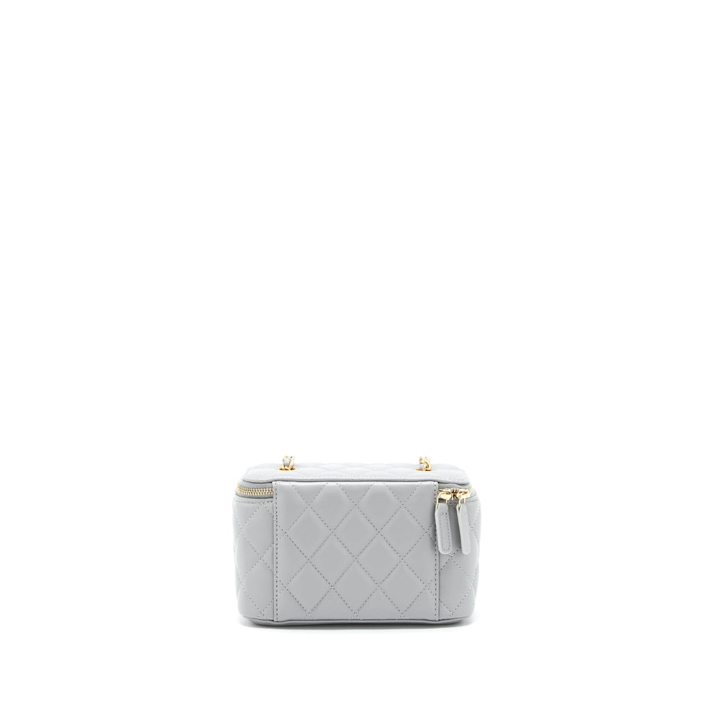CHANEL 21B PEARL CRUSH LONG VANITY WITH CHAIN LAMBSKIN GREY GHW