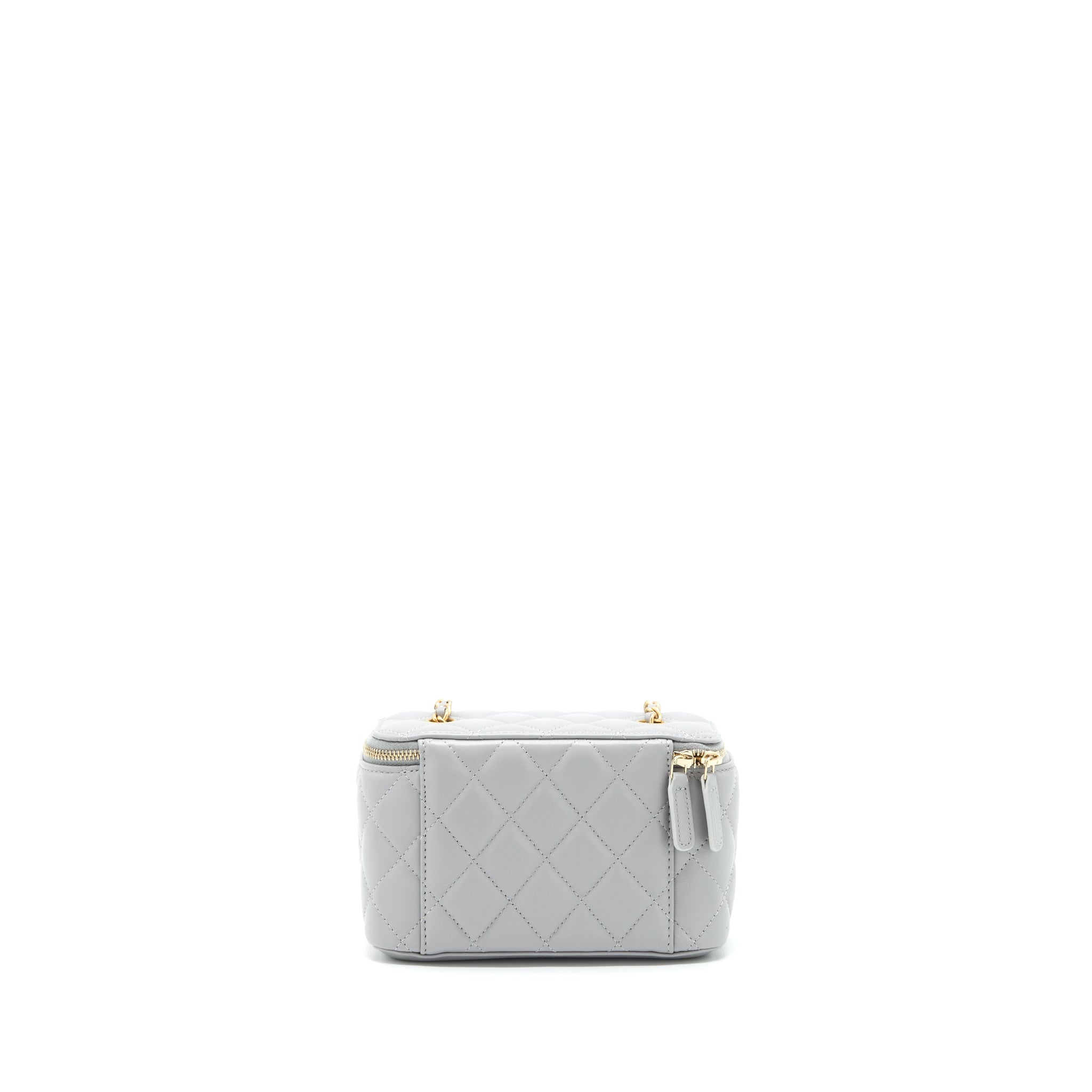 CHANEL 21B PEARL CRUSH LONG VANITY WITH CHAIN LAMBSKIN GREY GHW