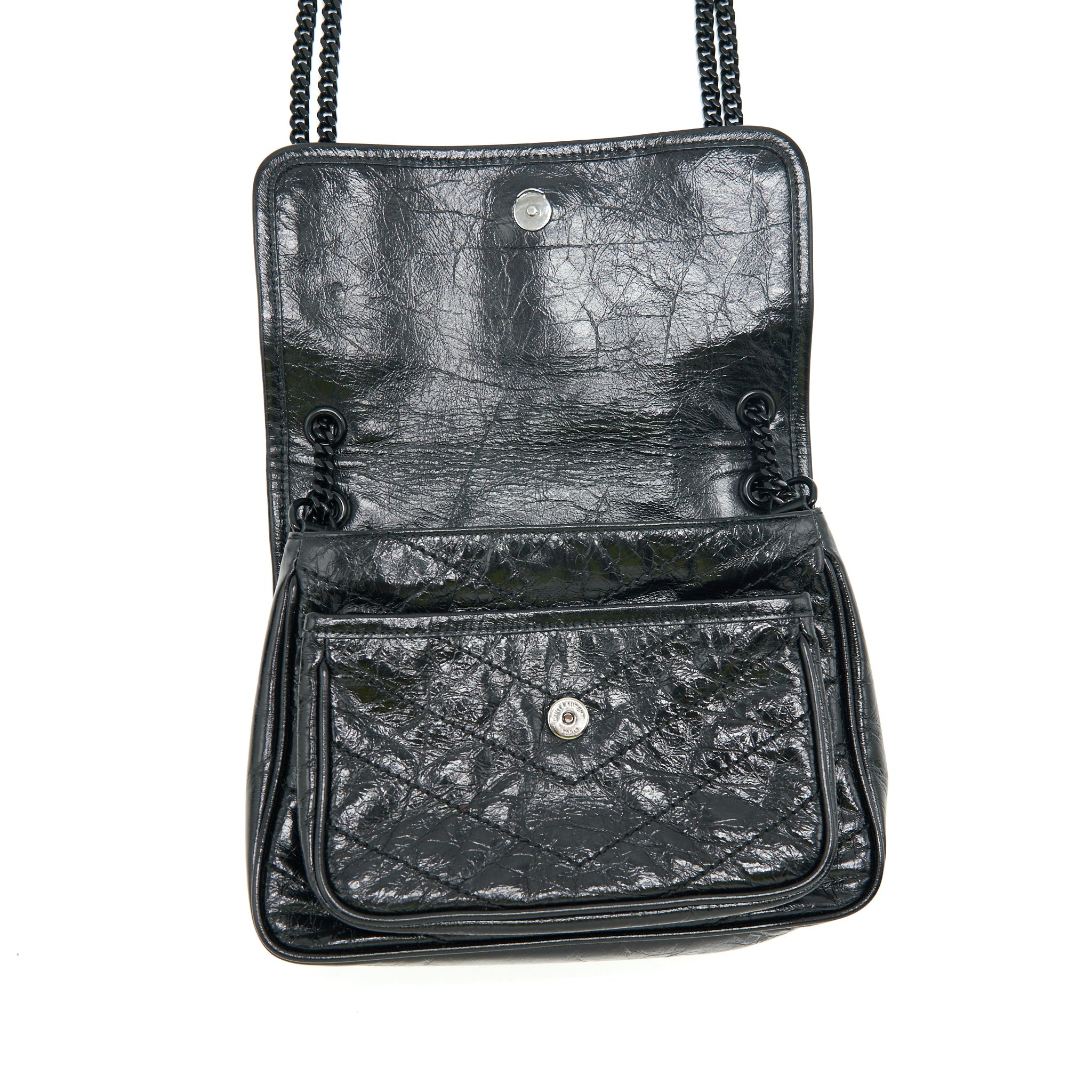 SAINT LAURENT MEDIUM NIKI BAG CRINKLED VINTAGE SO BLACK