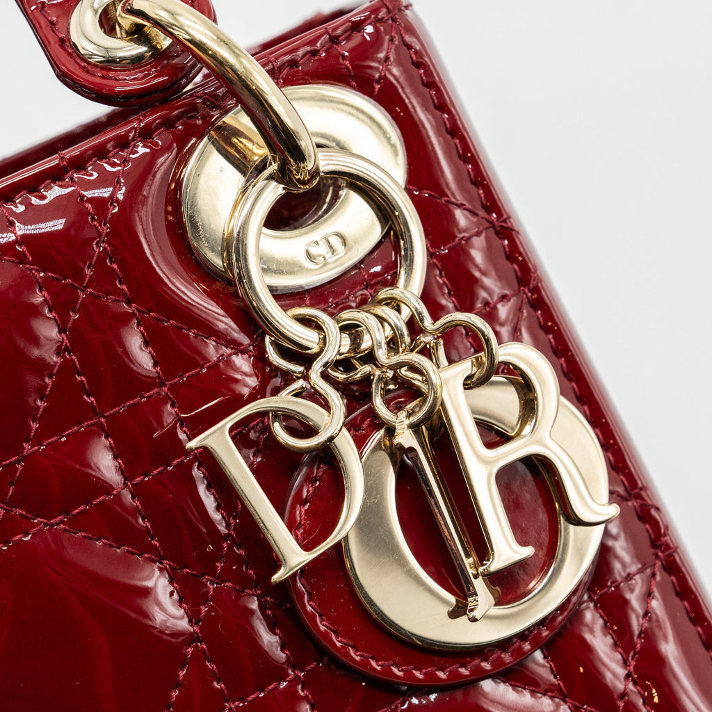 DIOR MINI LADY DIOR PATENT RED LGHW