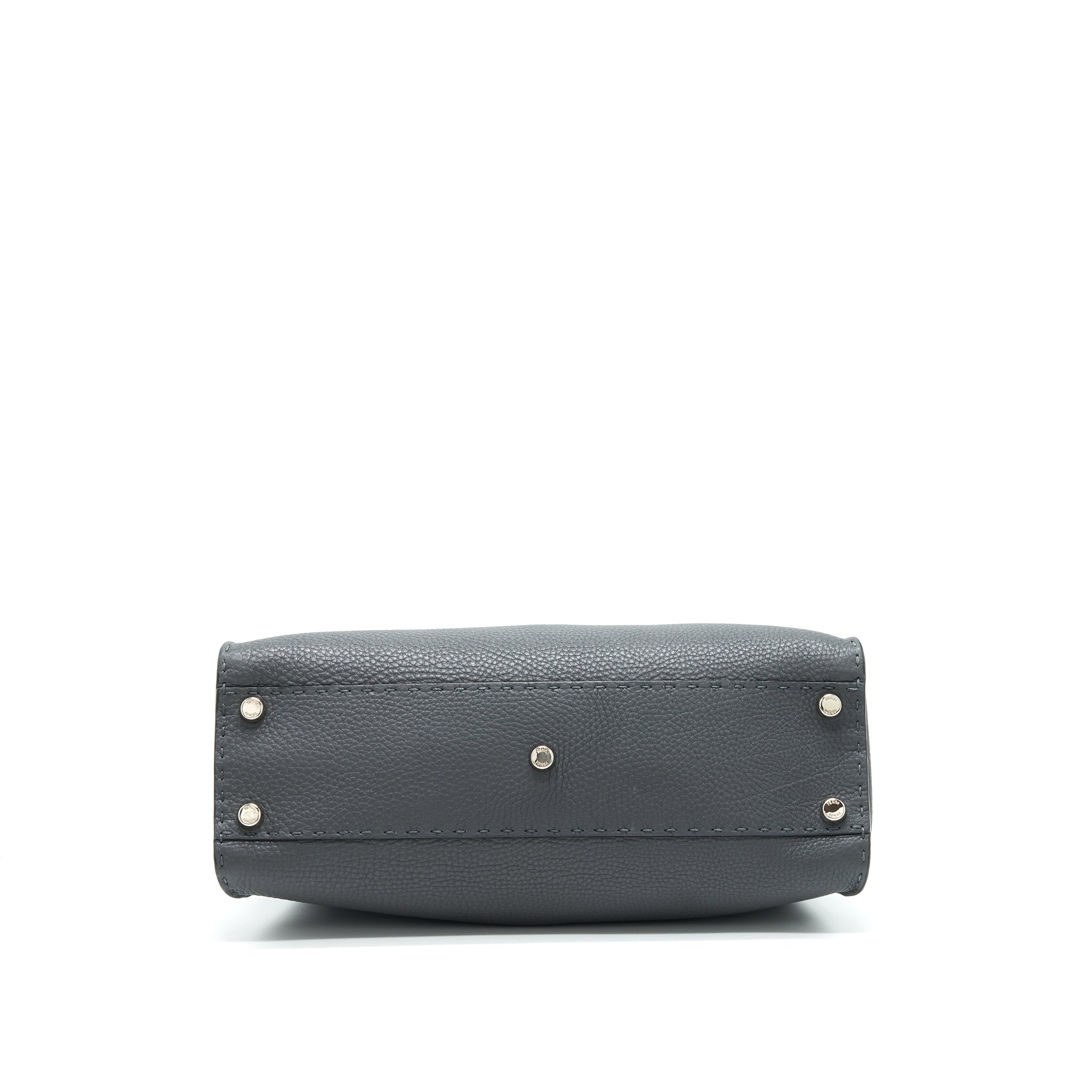 FENDI GRAINED CALFSKIN MEDIUM PEEKABOO TOTE BAG DARK GREY SHW