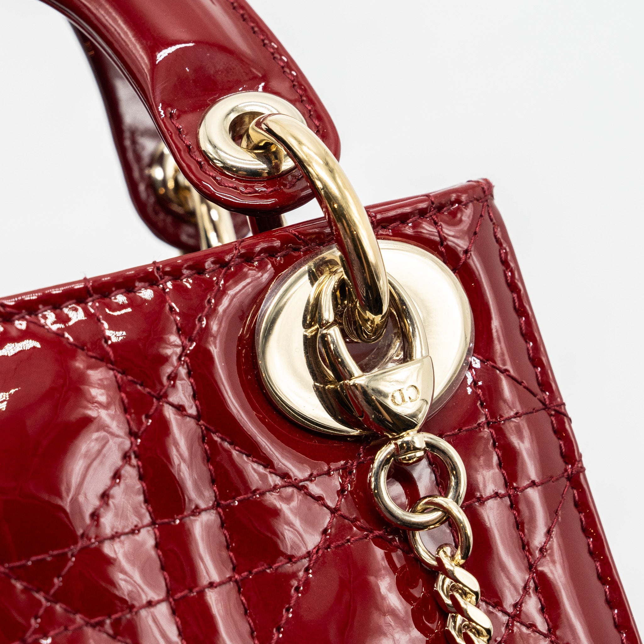 DIOR MINI LADY DIOR PATENT RED LGHW
