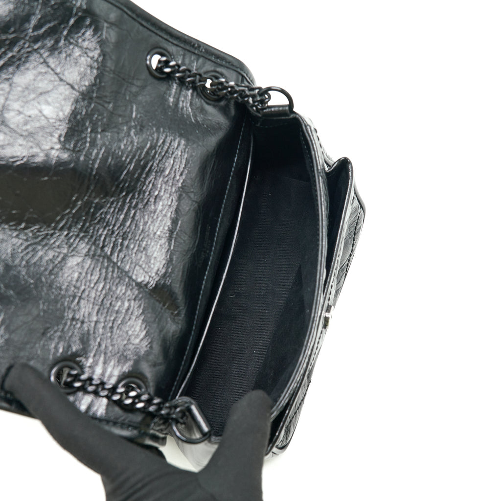 SAINT LAURENT MEDIUM NIKI BAG CRINKLED VINTAGE SO BLACK