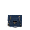 CHANEL QUILTED SHOULDER BAG GOATSKIN BLUE RUTHENIUM GHW