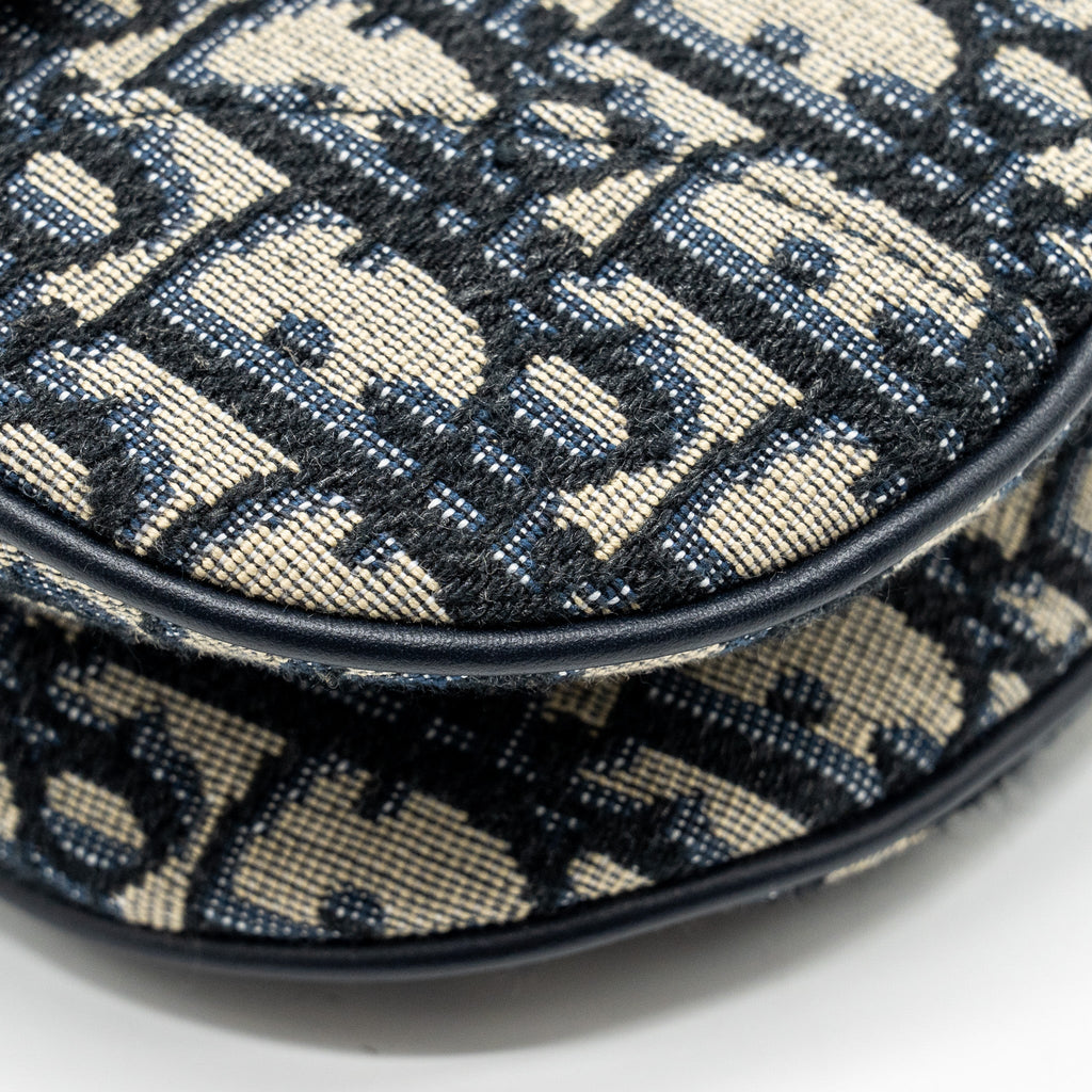 DIOR MINI SADDLE BAG OBLIQUE JACQUARD BLUE GHW