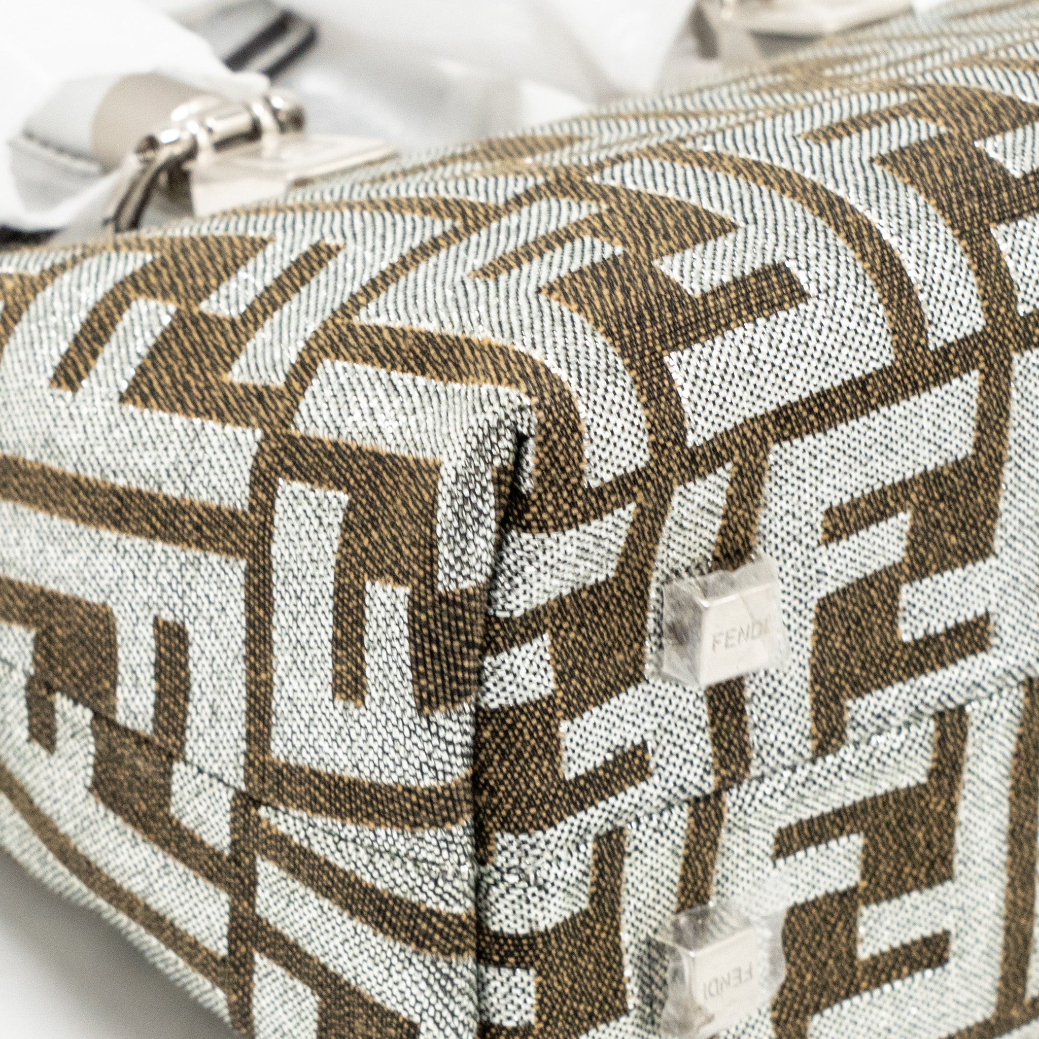 FENDI MINI BY THE WAY WITH HANDLE JACQUARD FF CANVAS/CALFSKIN SILVER/BROWN SHW