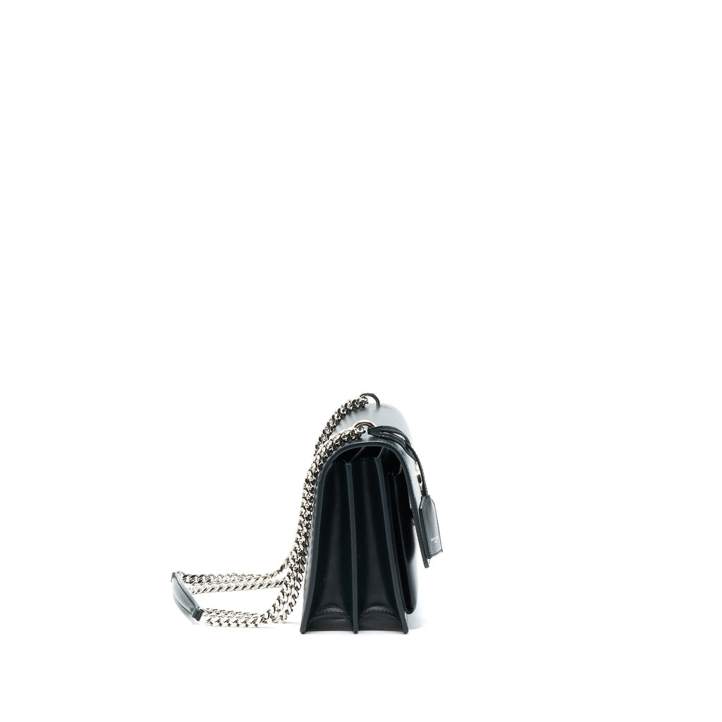 SAINT LAURENT SUNSET CHAIN BAG CALFSKIN DARK GREEN SHW