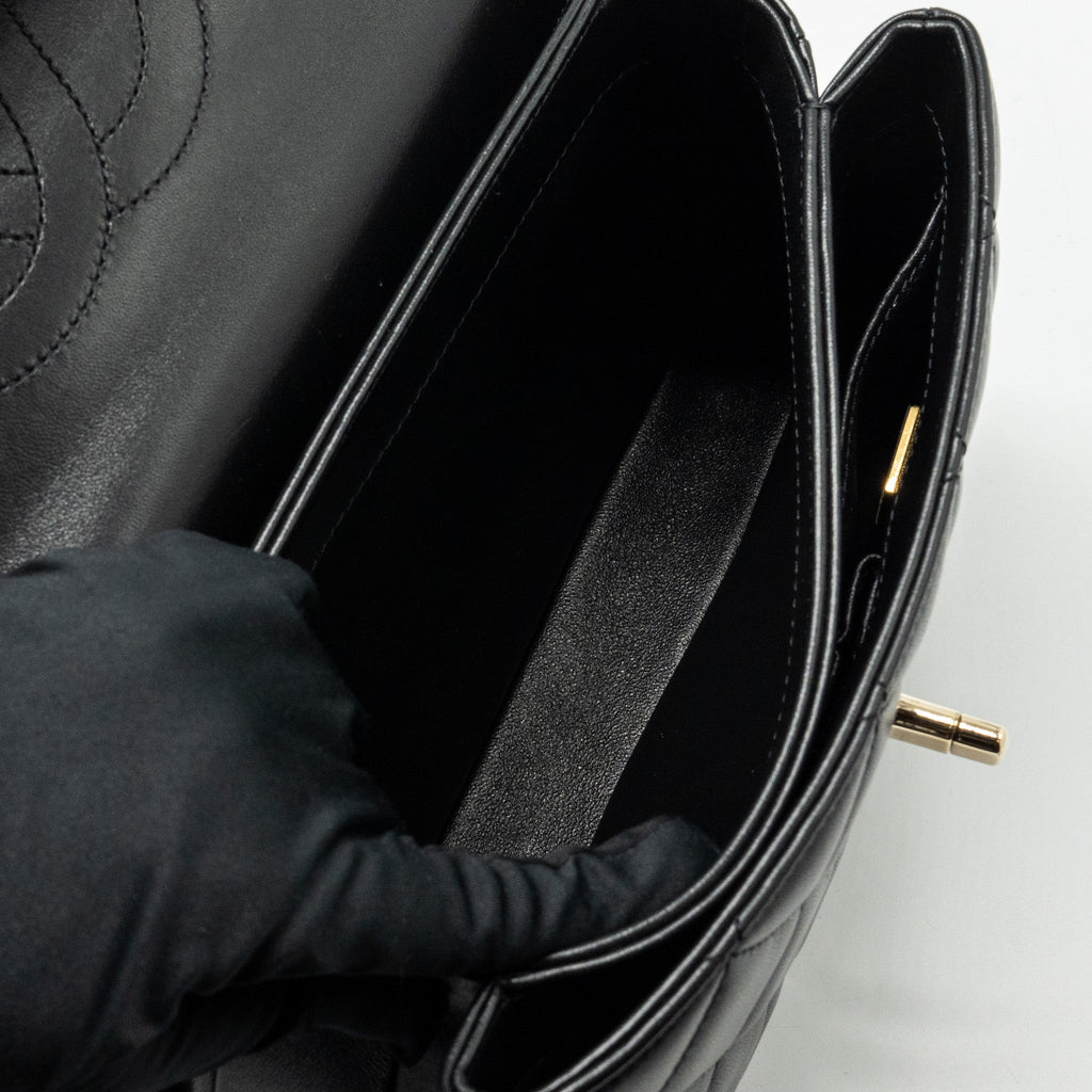 CHANEL SMALL TRENDY CC FLAP BAG LAMBSKIN BLACK LGHW (MICROCHIP)