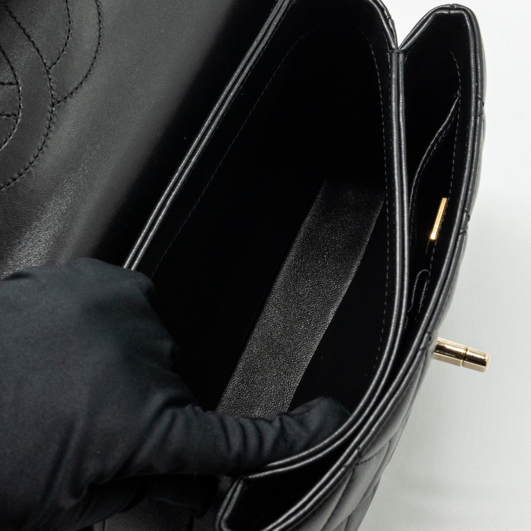 CHANEL SMALL TRENDY CC FLAP BAG LAMBSKIN BLACK LGHW (MICROCHIP)