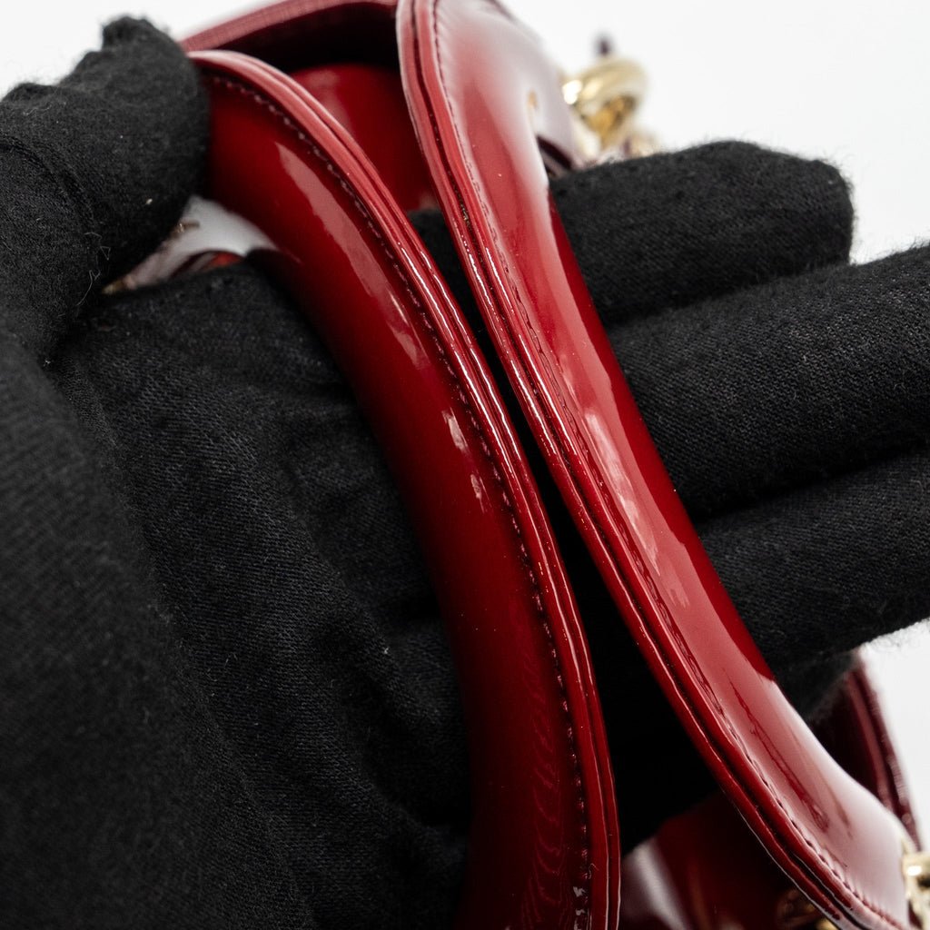 DIOR MINI LADY DIOR PATENT RED LGHW