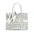 DIOR SMALL BOOK TOTE GRAY TOILE DE JOUY REVERSE EMBROIDERY WITH AN EXTRA SMALL SCARF