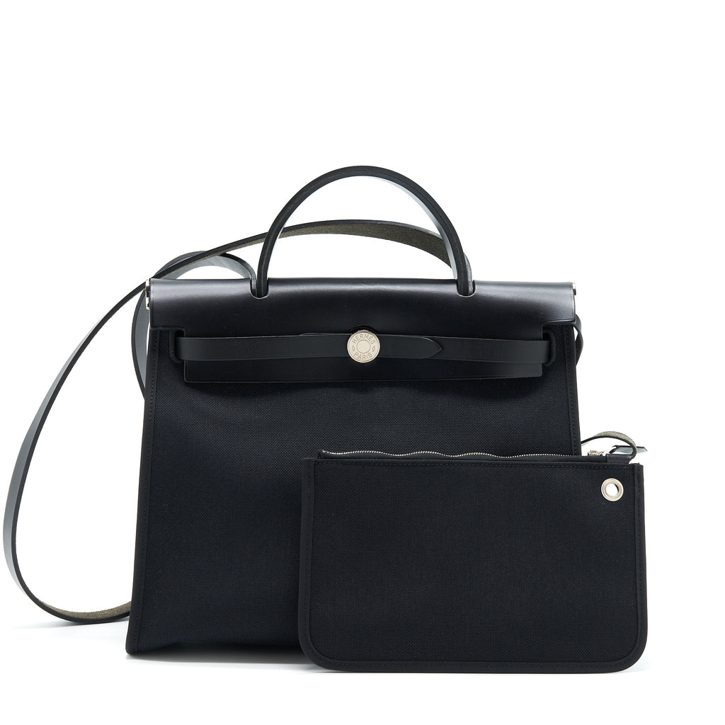 HERMES HERBAG ZIP 31 BAG CANVAS BLACK SHW
