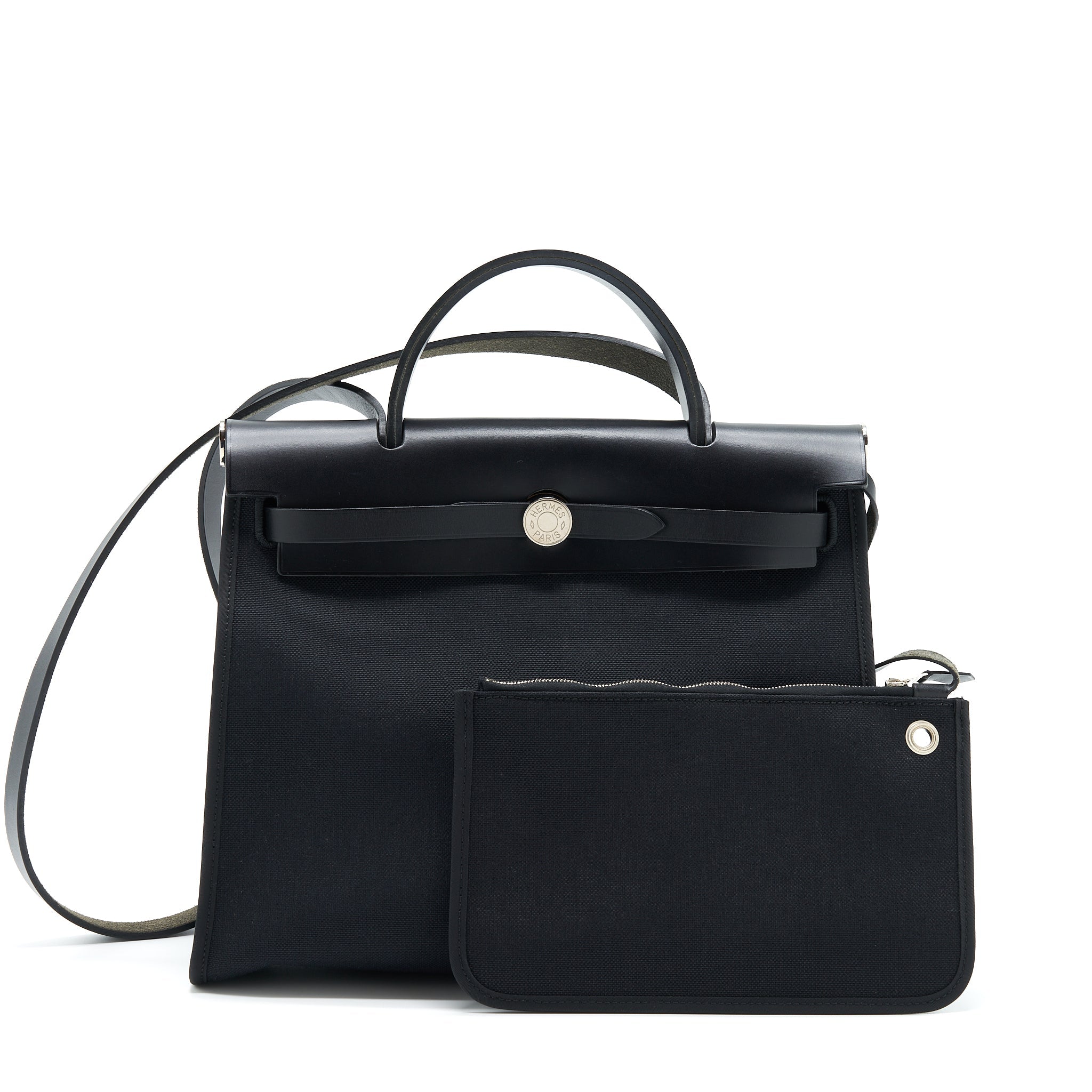 HERMES HERBAG ZIP 31 BAG CANVAS BLACK SHW