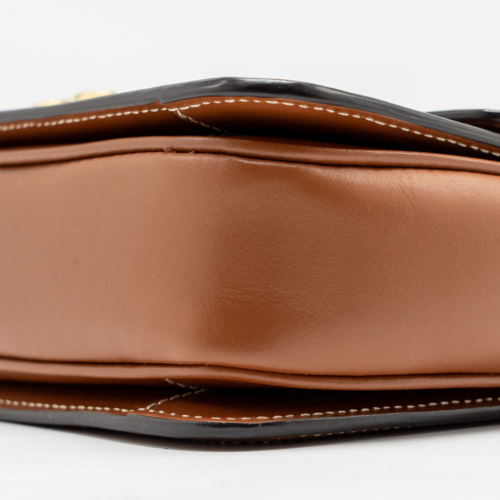 CELINE TEEN TRIOMPHE BAG TRIOMPHE CALFSKIN/CANVAS BROWN/MULTICOLOOUR GHW
