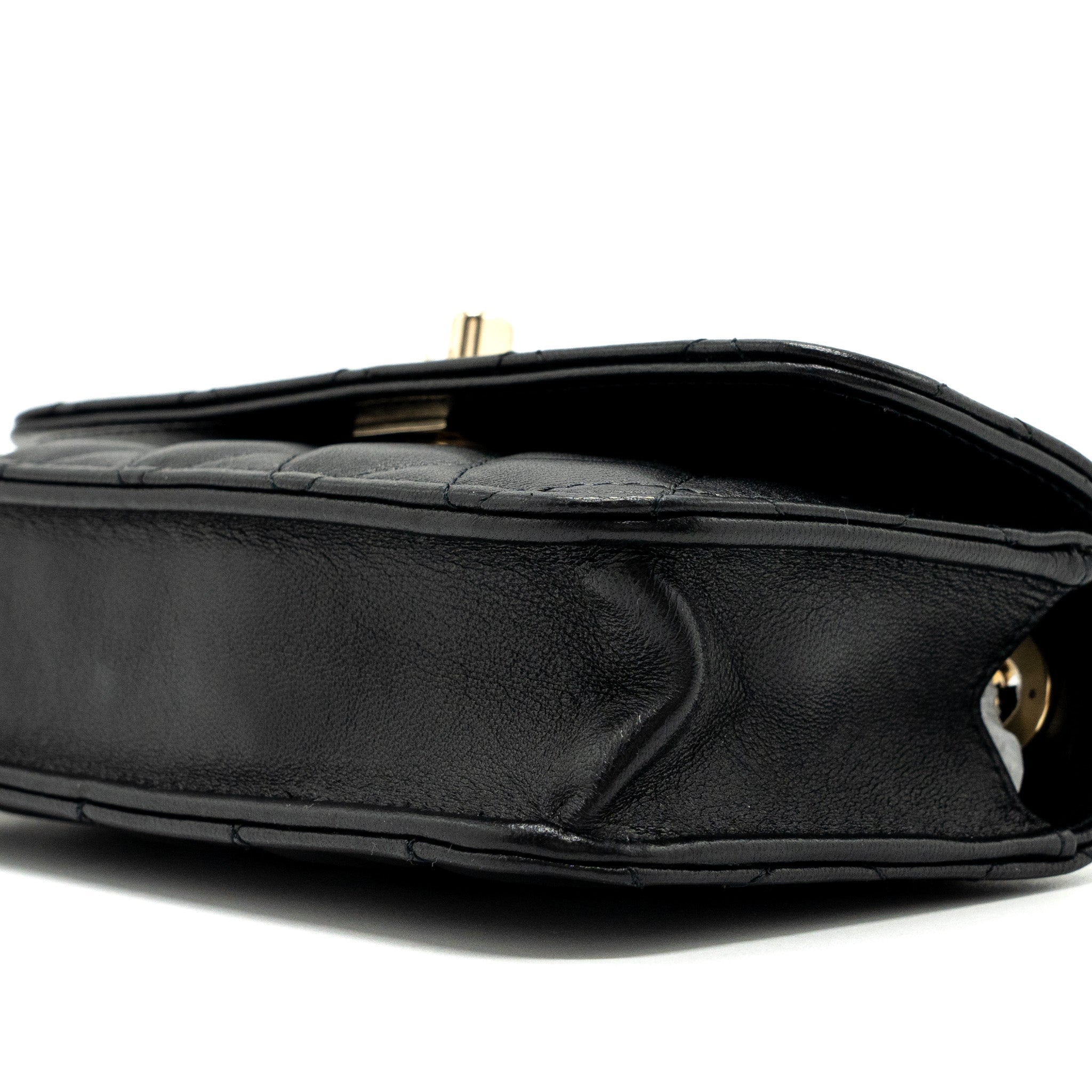 CHANEL MINI TRENDY CC WALLET ON CHAIN LAMBSKIN BLACK LGHW (MICROCHIP)