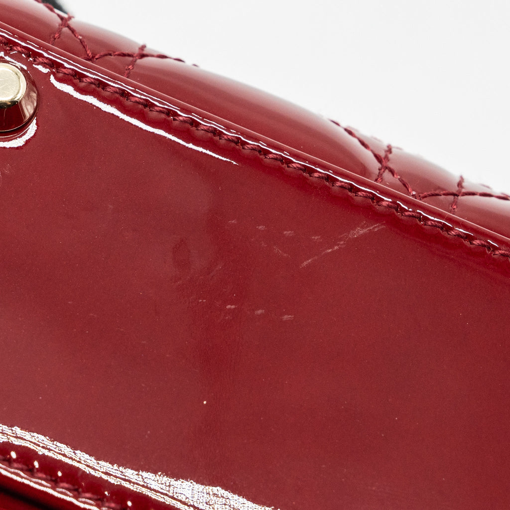 DIOR MINI LADY DIOR PATENT RED LGHW