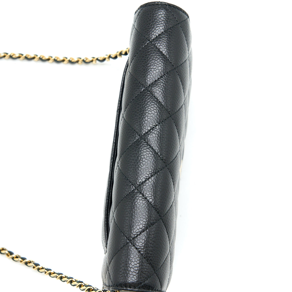 CHANEL CLASSIC WALLET ON CHAIN CAVIAR BLACK GHW (MICROCHIP)