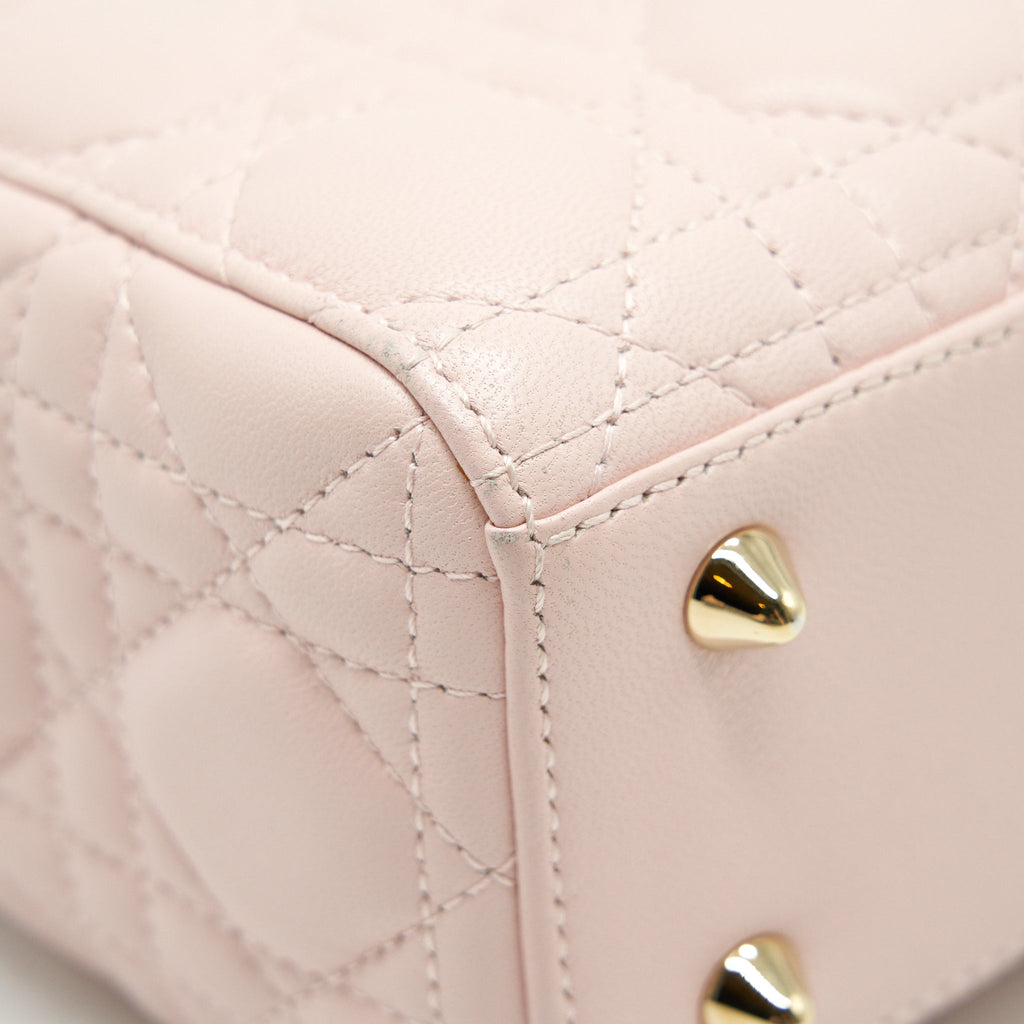 CHRISTIAN DIOR SMALL LADY DIOR LIGHT PINK LAMBSKIN GHW
