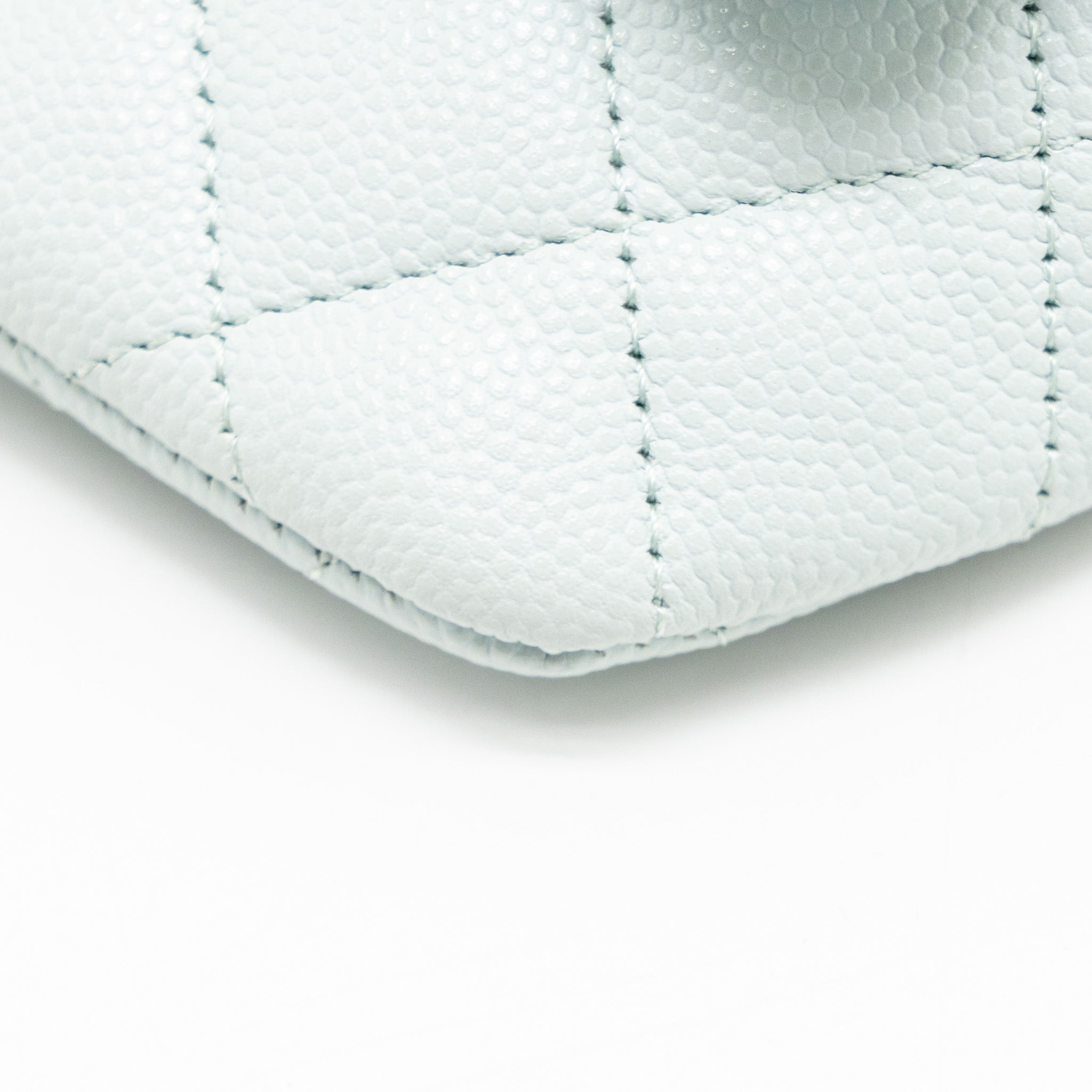 CHANEL SUNGLASSES CASE CLUTCH WITH CHAIN CAVIAR LIGHT BLUE SHW