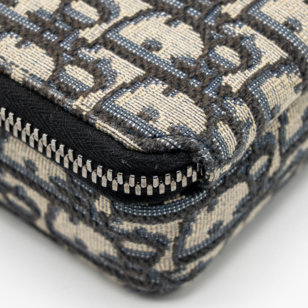 DIOR WALLET ON STRAP OBLIQUE JACQUARD CANVAS/LEATHER BLUE SHW