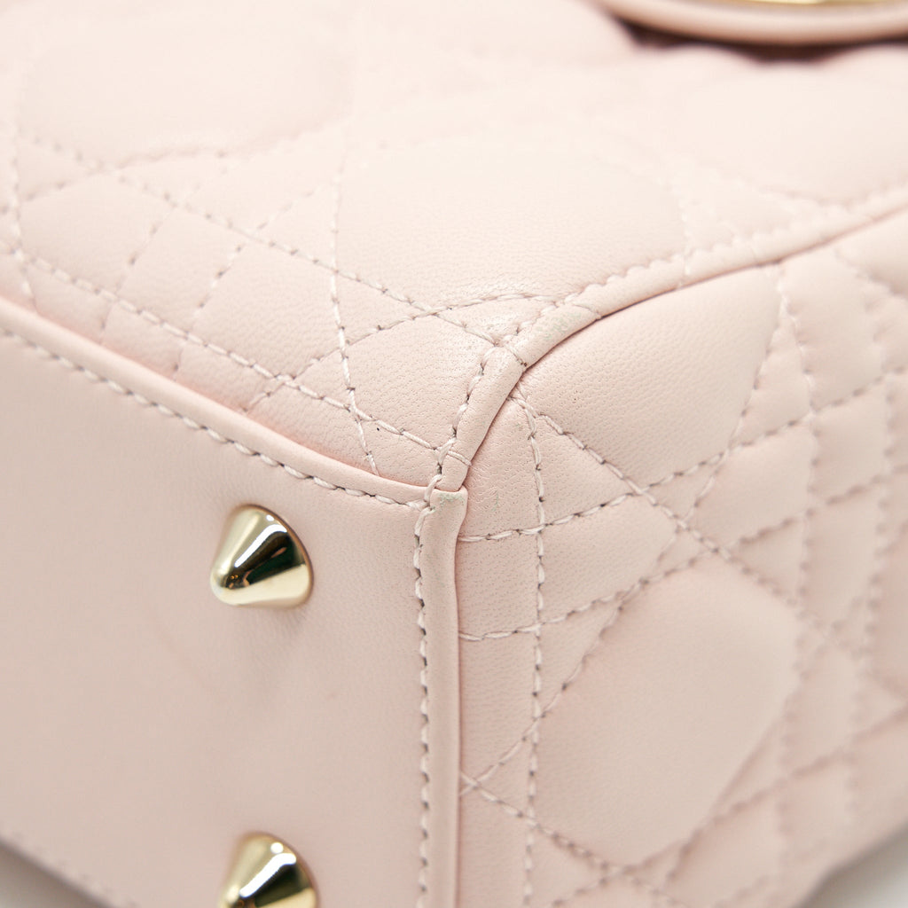 CHRISTIAN DIOR SMALL LADY DIOR LIGHT PINK LAMBSKIN GHW