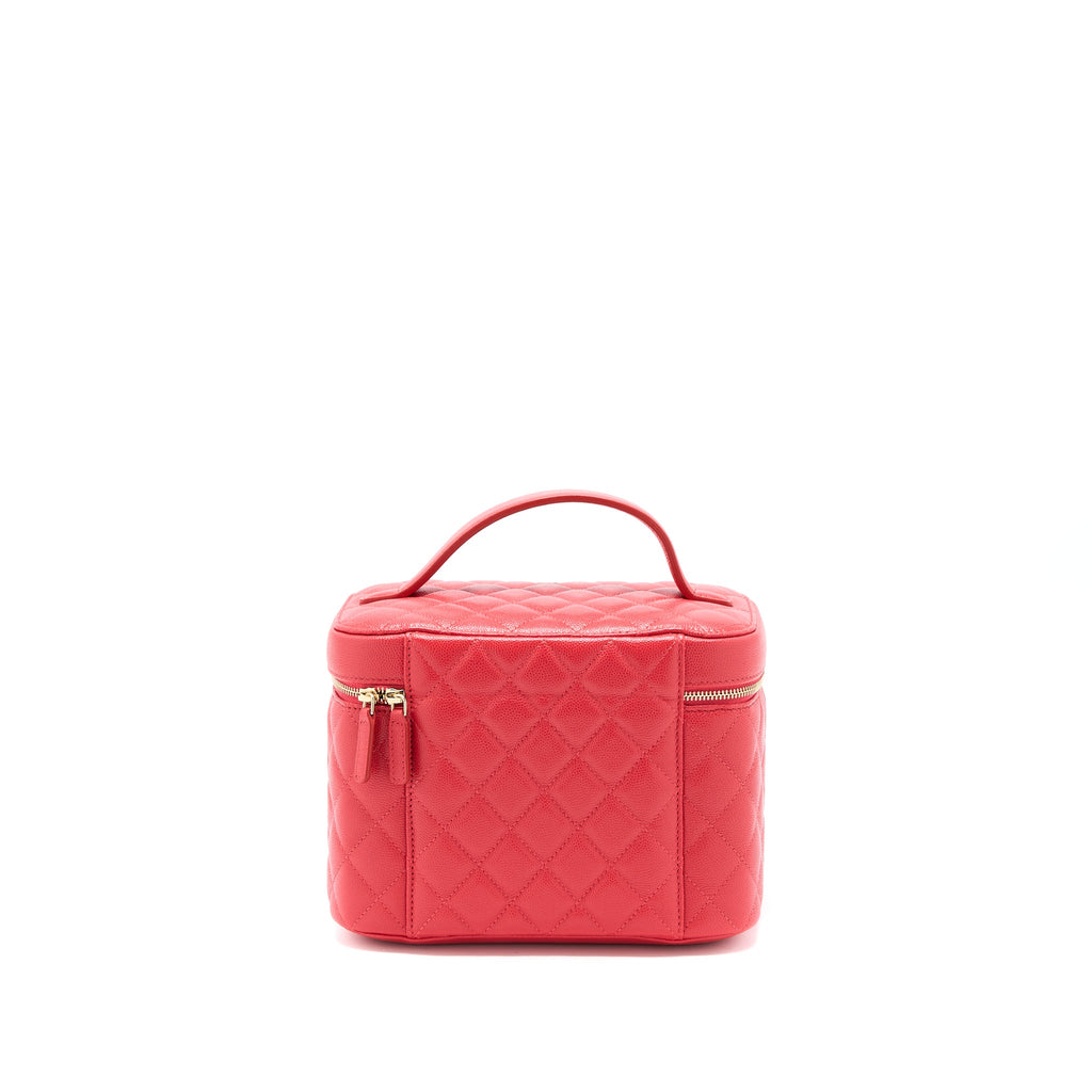 CHANEL TOP HANDLE VANITY CASE CAVIAR RED LGHW