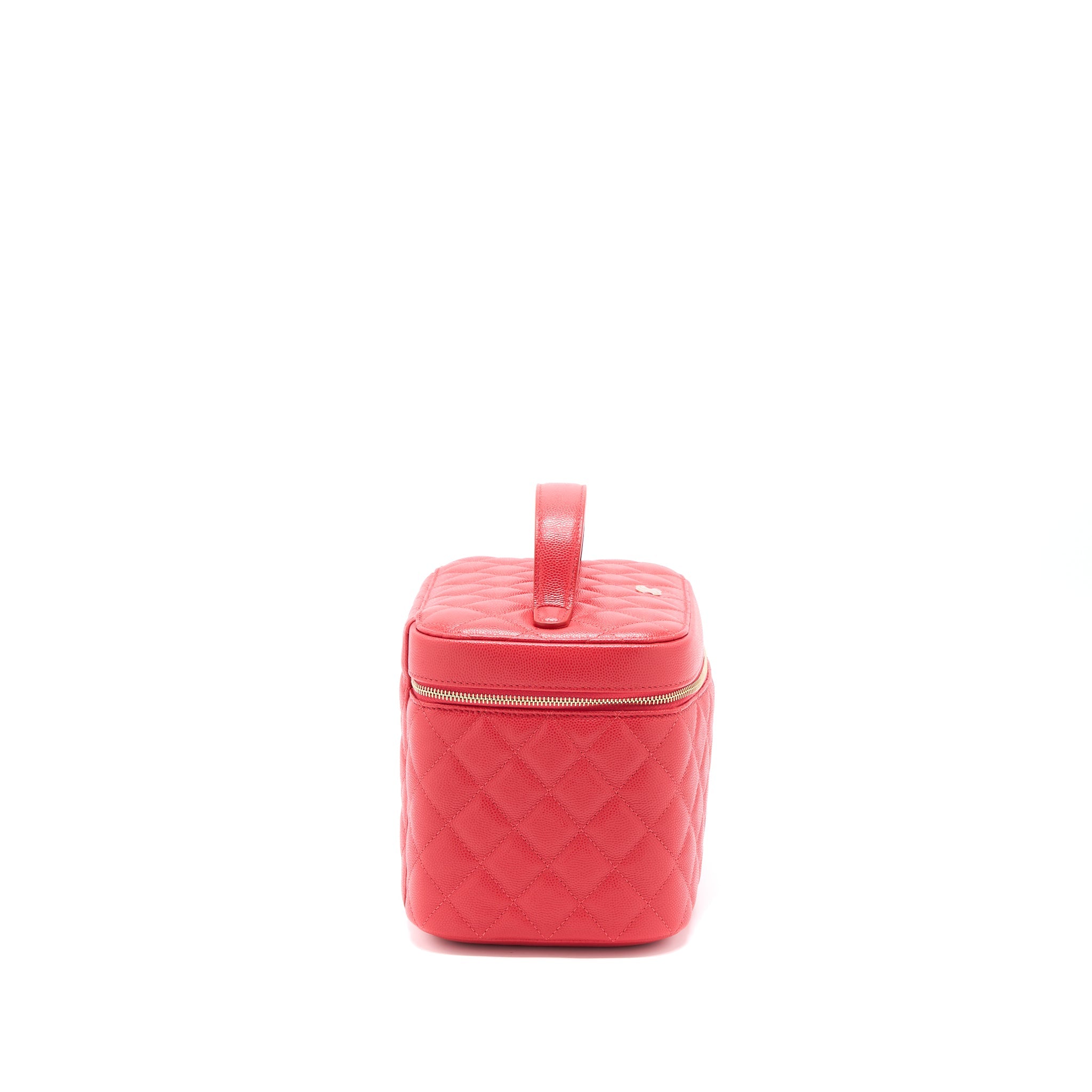 CHANEL TOP HANDLE VANITY CASE CAVIAR RED LGHW