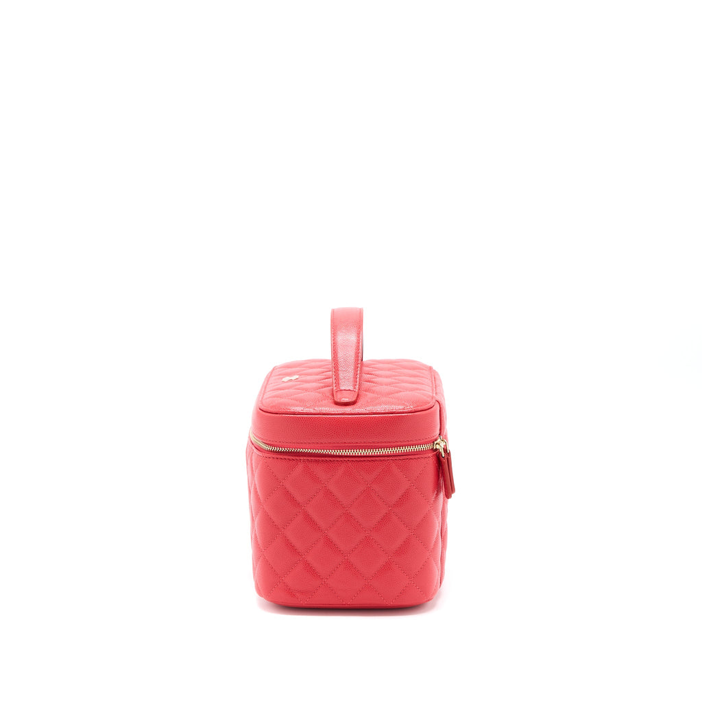 CHANEL TOP HANDLE VANITY CASE CAVIAR RED LGHW