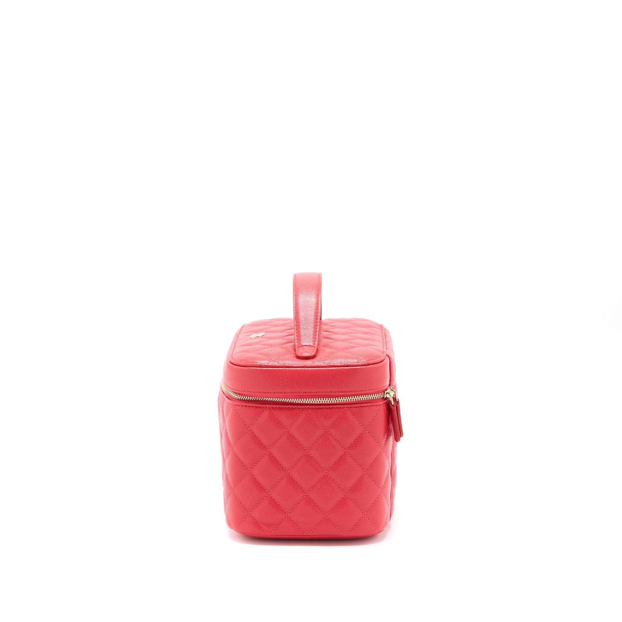 CHANEL TOP HANDLE VANITY CASE CAVIAR RED LGHW