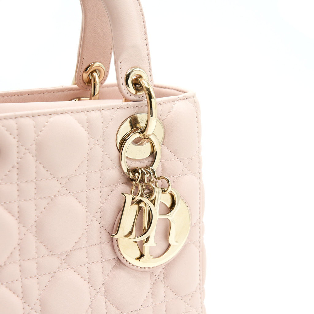 CHRISTIAN DIOR SMALL LADY DIOR LIGHT PINK LAMBSKIN GHW