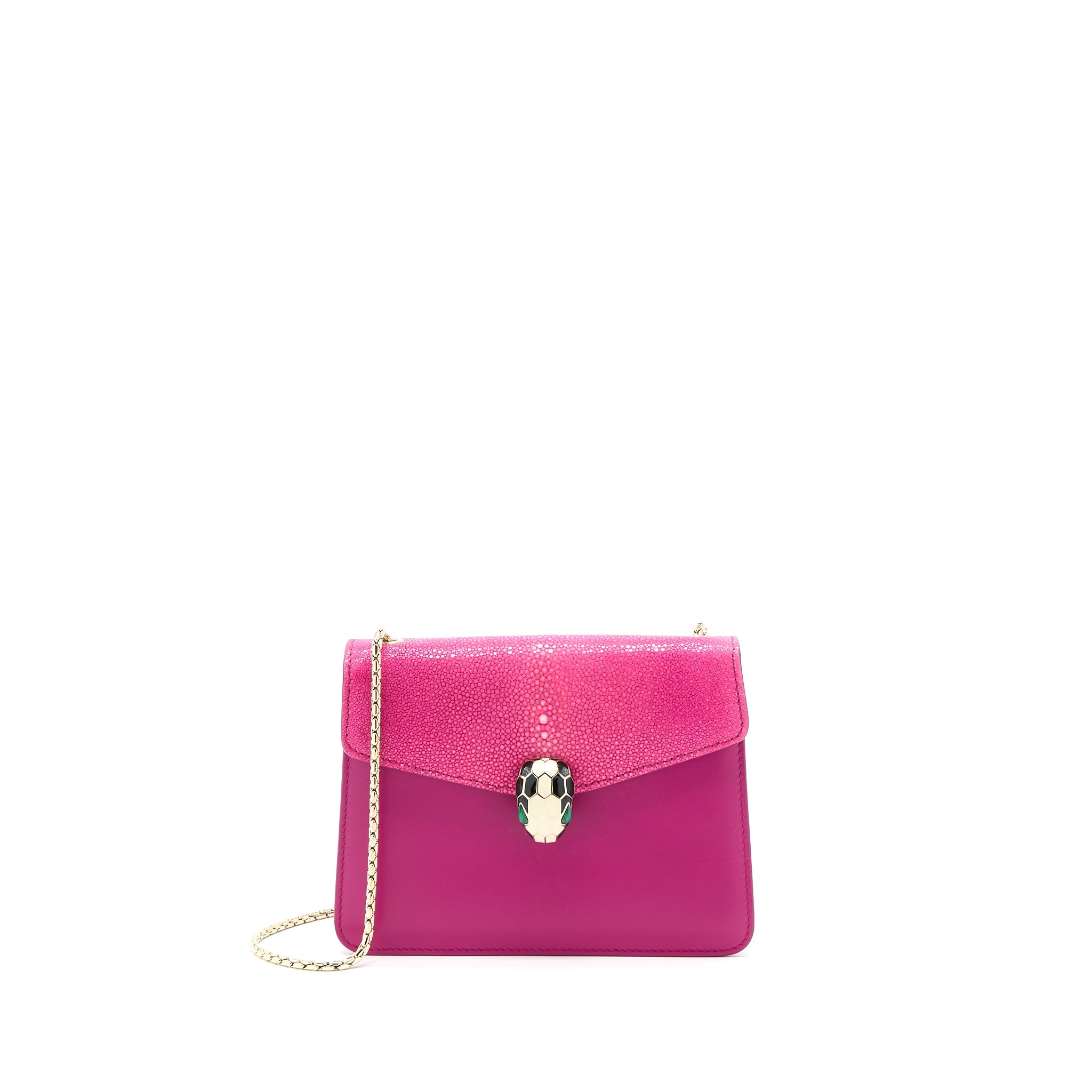 BVLGARI SERPENTI FOREVER BAG CRYSTAL GALUCHAT PINK LGHW