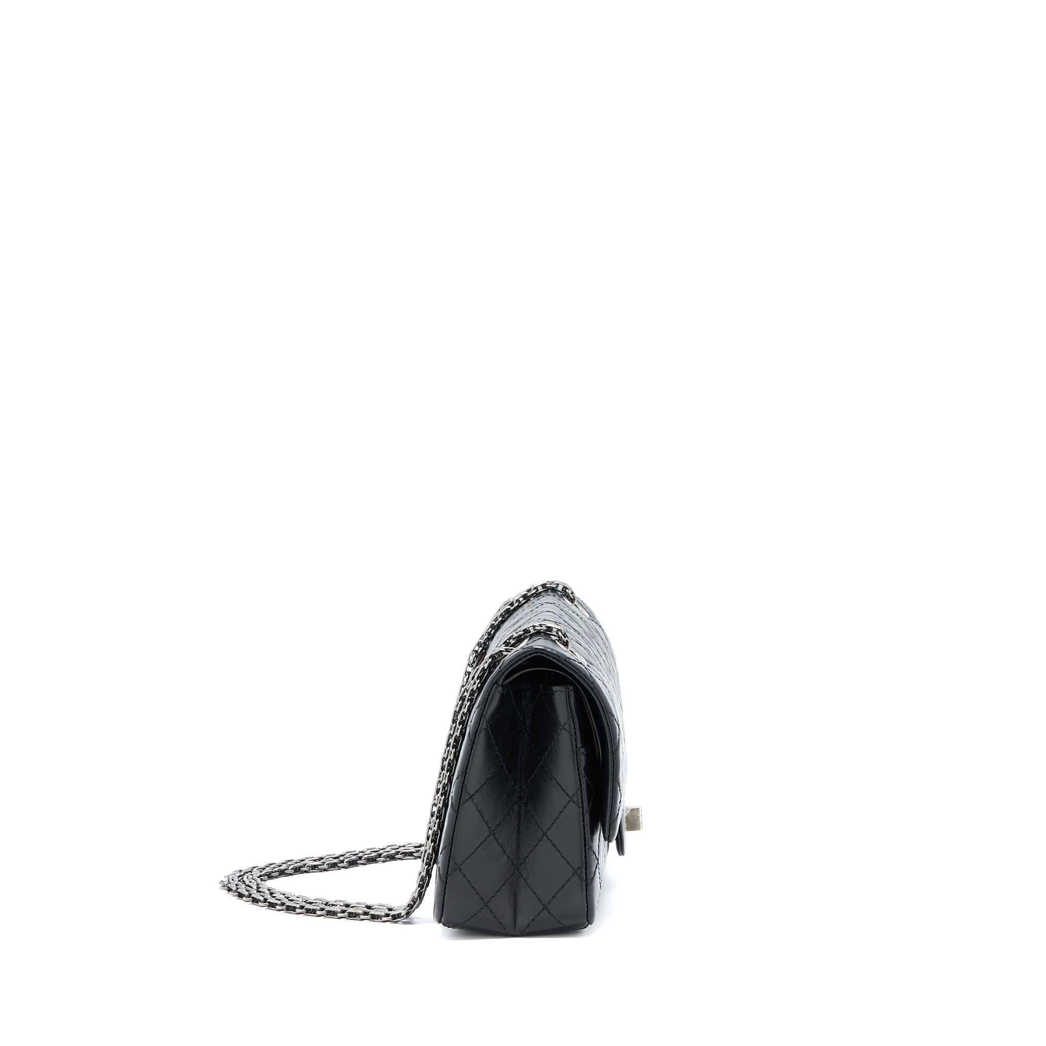 CHANEL 2.55 SMALL REISSUE FLAP BAG AGED CALFSKIN RUTHENIUM SHW (MICROCHIP)