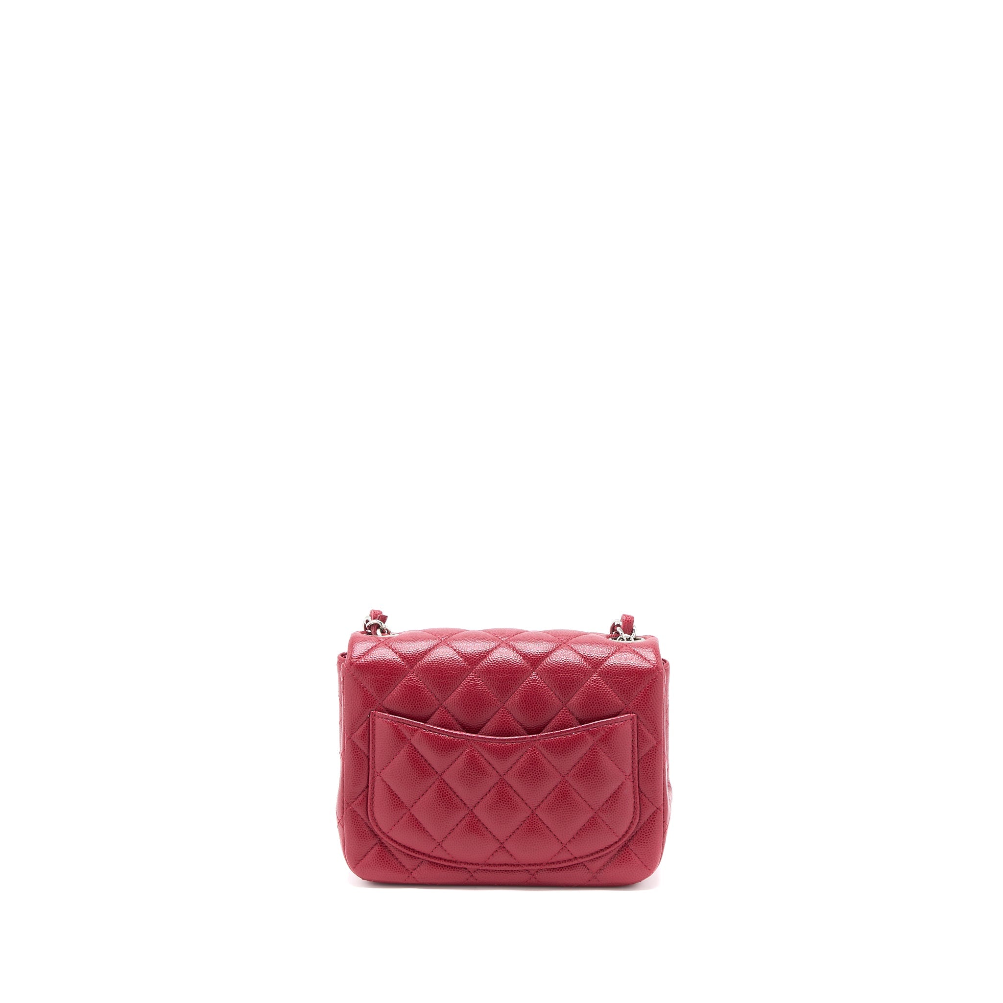 CHANEL 18B MINI SQUARE CAVIAR RED SHW