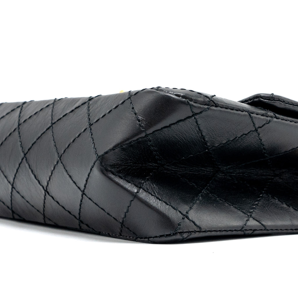 CHANEL MINI 2.55 REISSUE AGED CALFSKIN BLACK GHW (MICROCHIP)