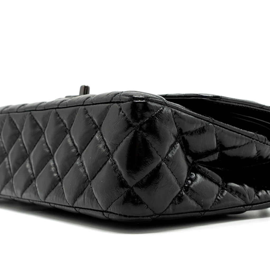 CHANEL MEDIUM CLASSIC DOUBLE FLAP BAG SHINY CALFSKIN SO BLACK