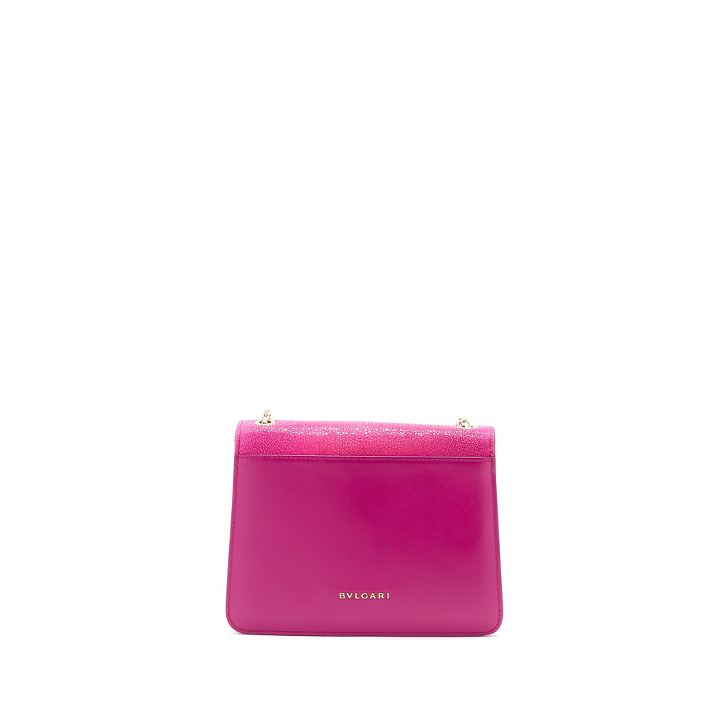 BVLGARI SERPENTI FOREVER BAG CRYSTAL GALUCHAT PINK LGHW