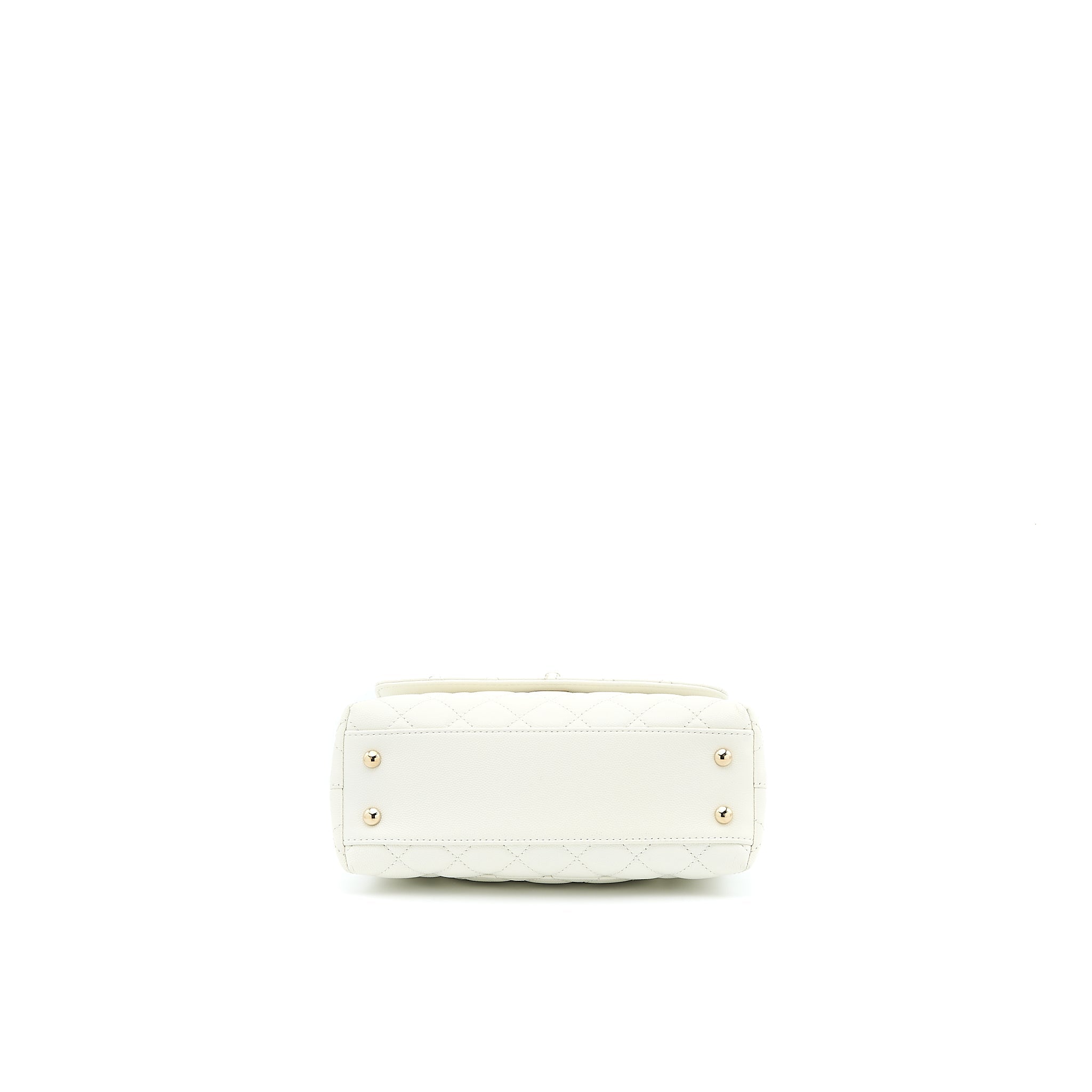 CHANEL SMALL COCO HANDLE CAVIAR WHITE LGHW (MICROCHIP)
