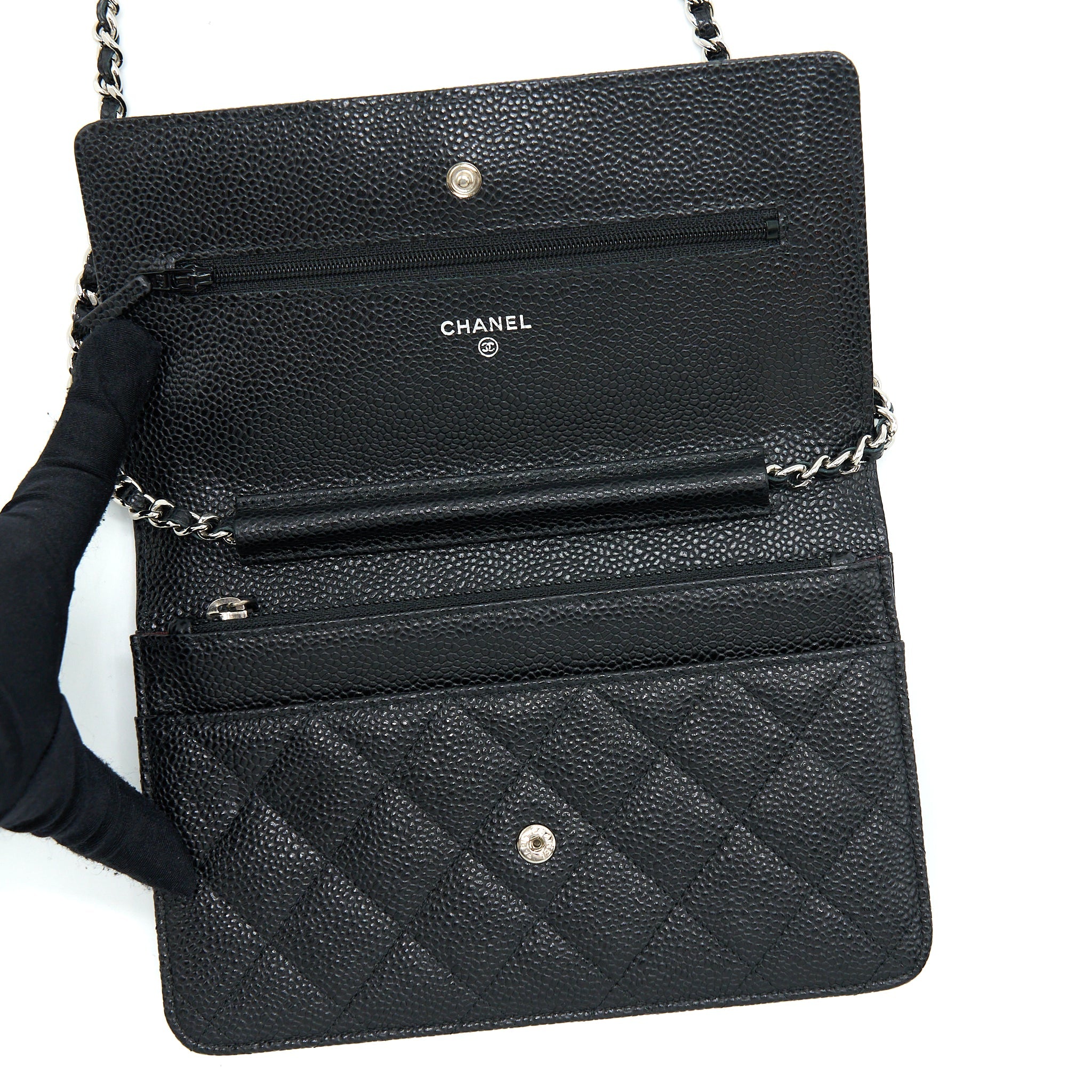 CHANEL CLASSIC WALLET ON CHAIN CAVIAR BLACK SHW