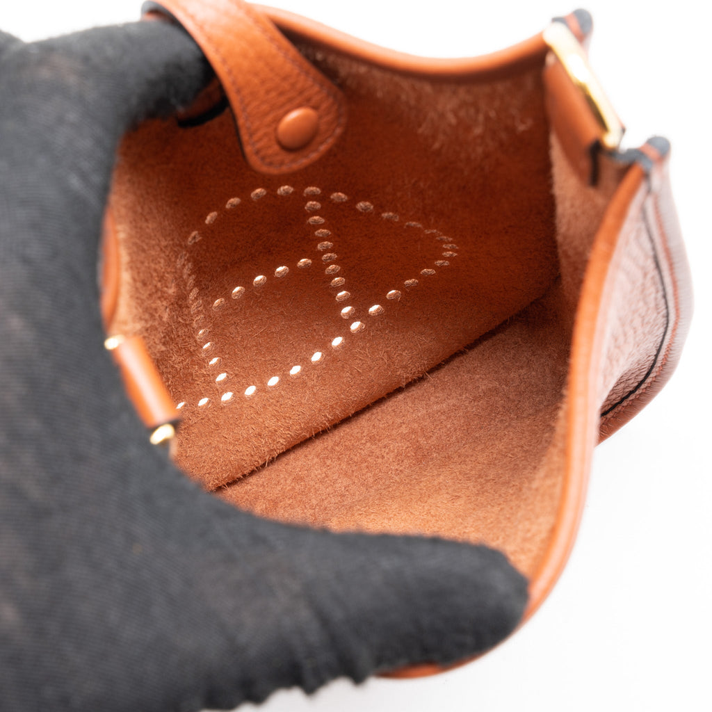 HERMES MINI EVELYN CLEMENCE CUIVRE/CHAI/NATA/BLUE BRUME GHW