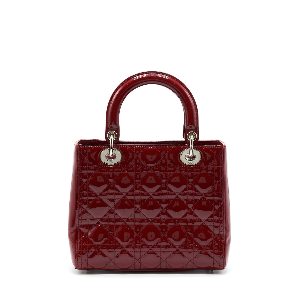DIOR MEDIUM LADY DIOR PATENT RED SHW