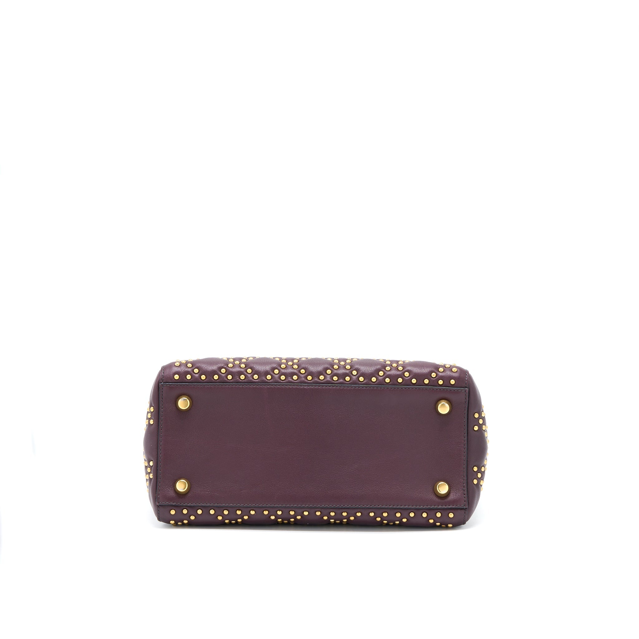 DIOR MEDIUM LADY DIOR ROCK-STUD CALFSKIN DARK RED GHW